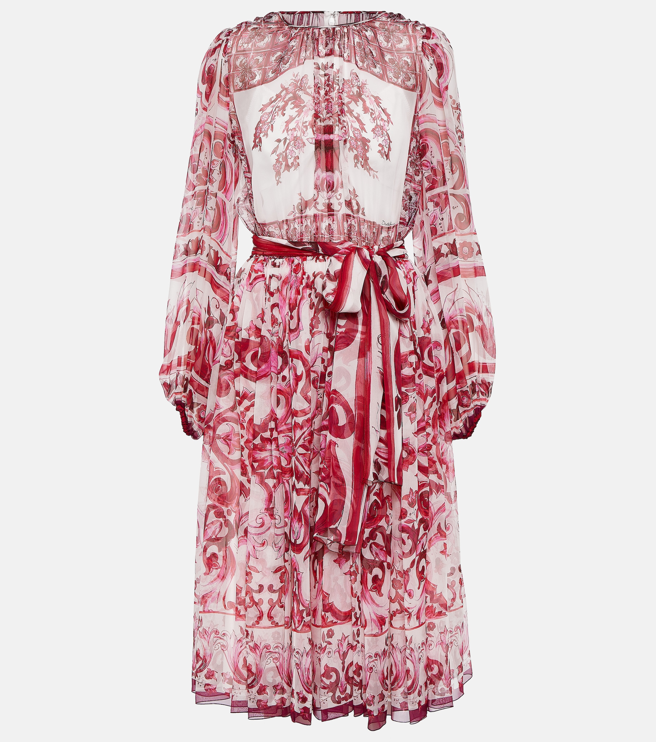 Dolce&Gabbana Majolica silk chiffon midi dress thumbnail