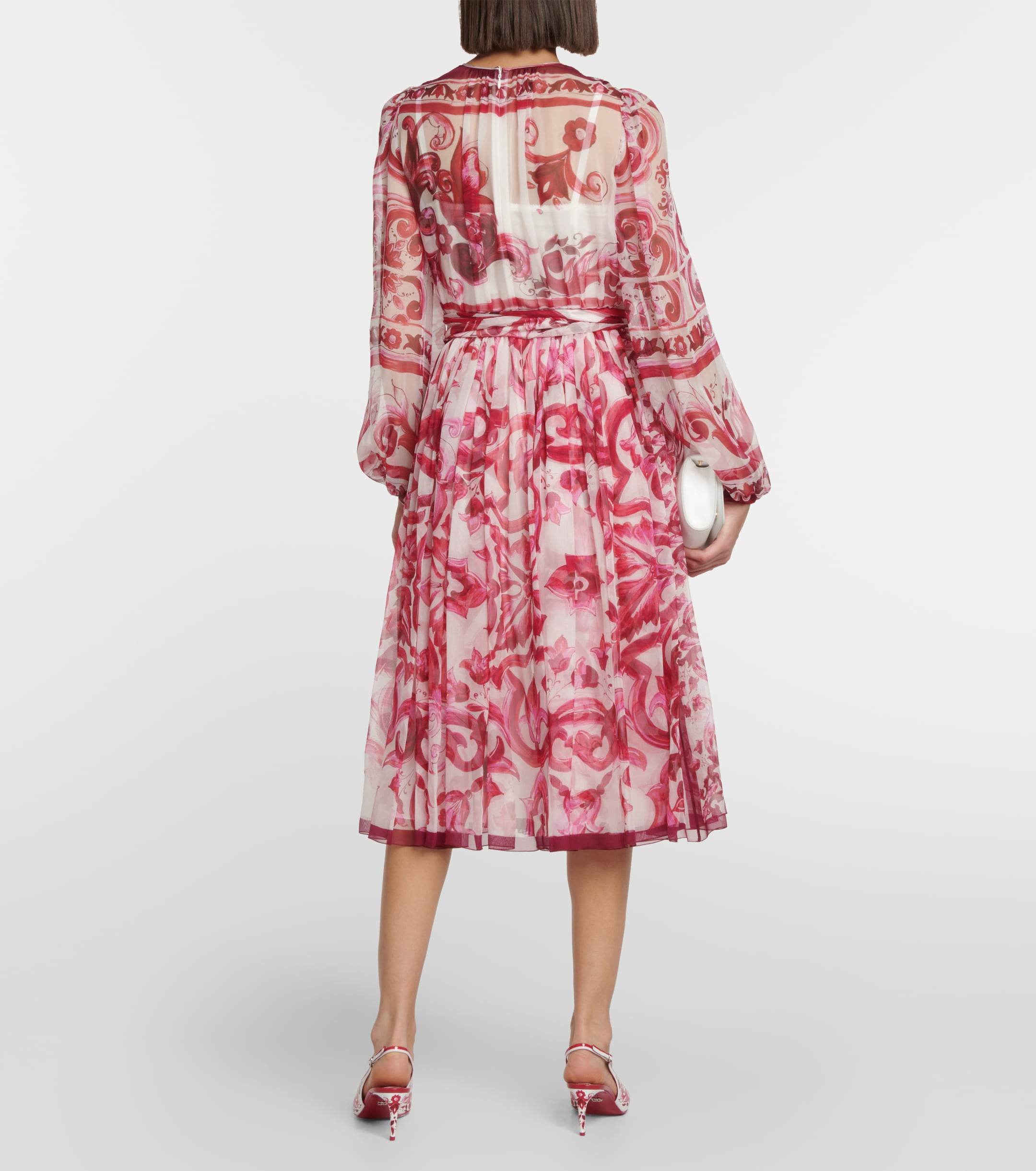 Dolce&Gabbana Majolica silk chiffon midi dress thumbnail