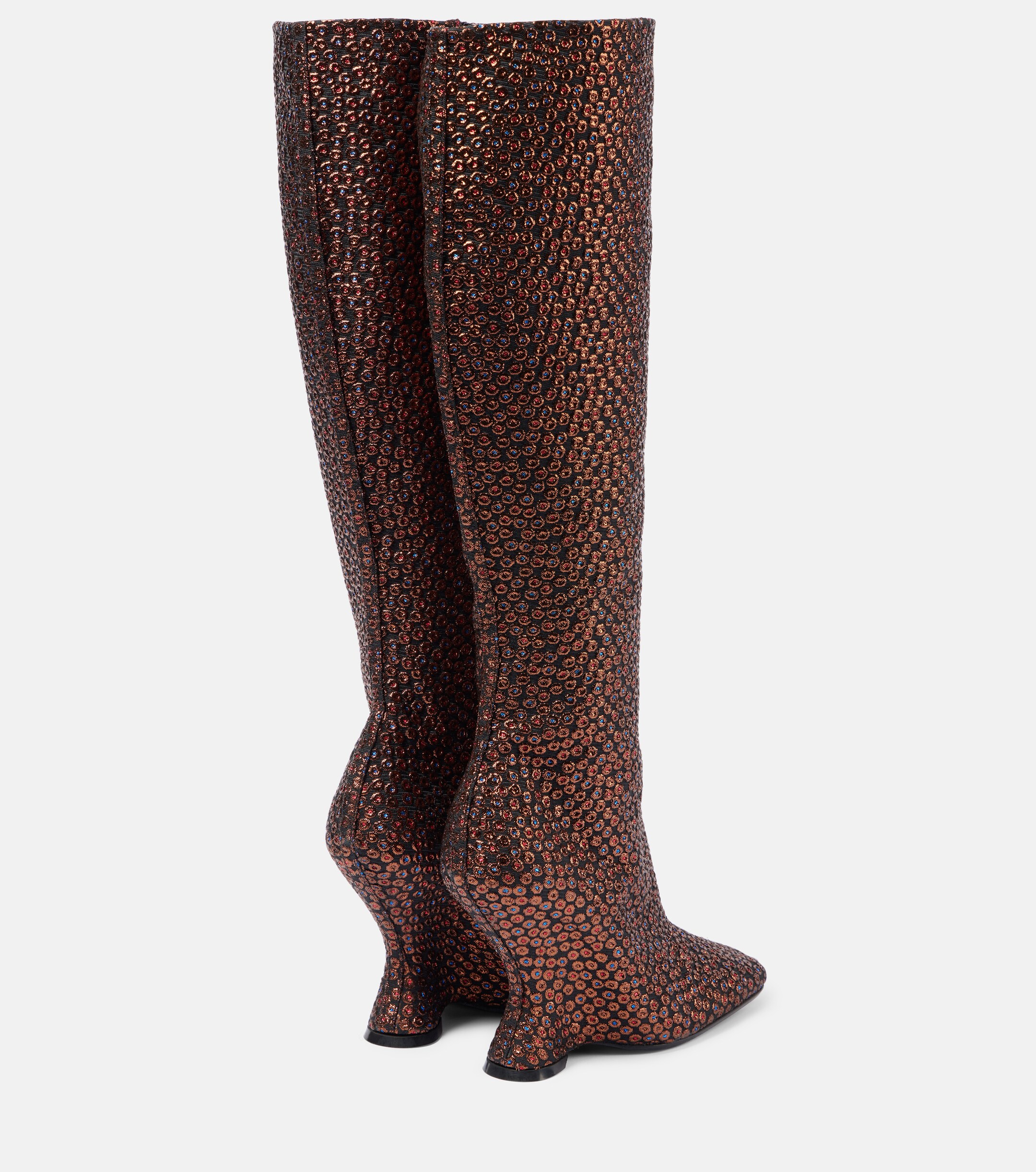Dries Van Noten 105 glitter wedge knee-high boots