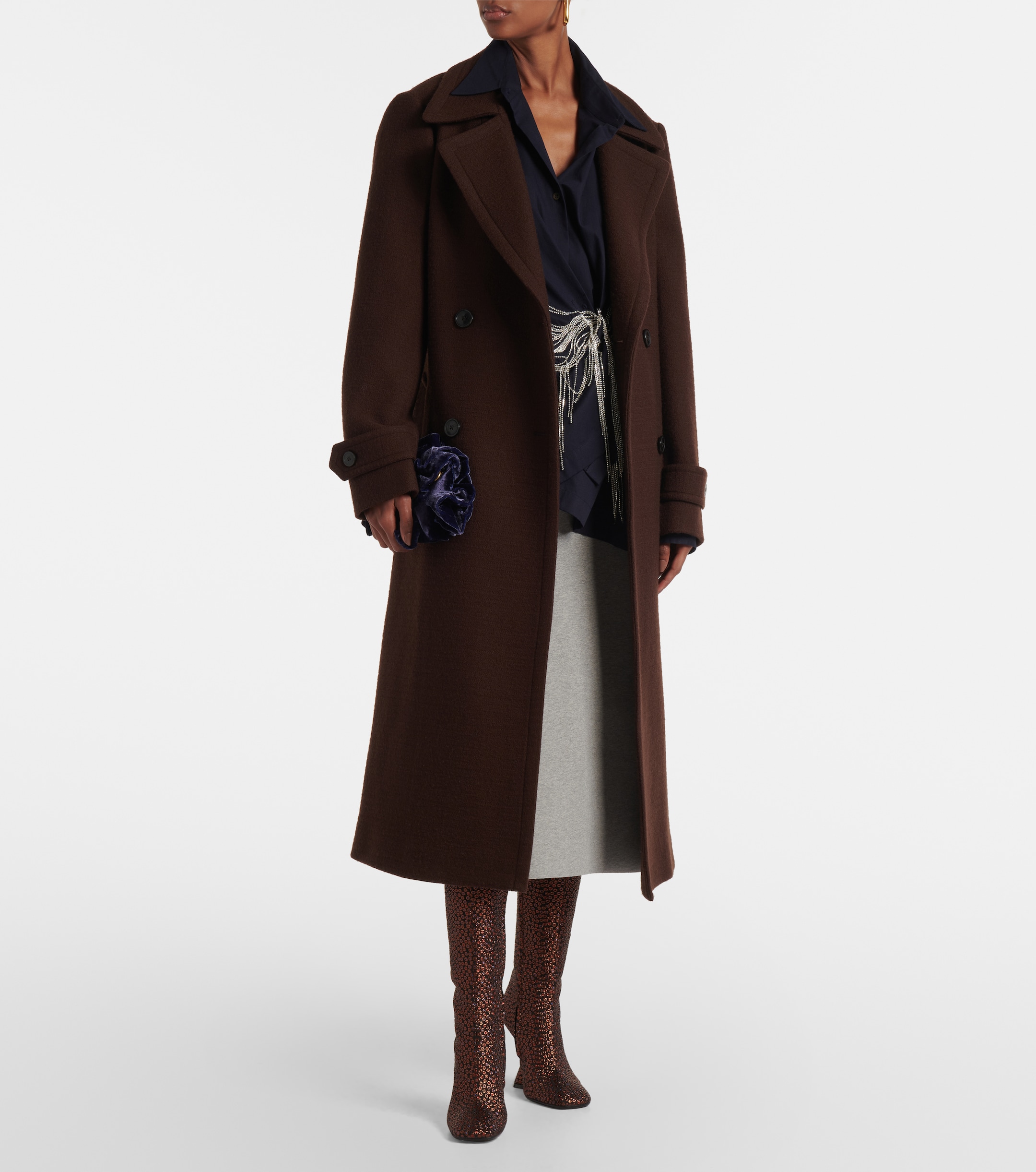 Dries Van Noten 105 glitter wedge knee-high boots
