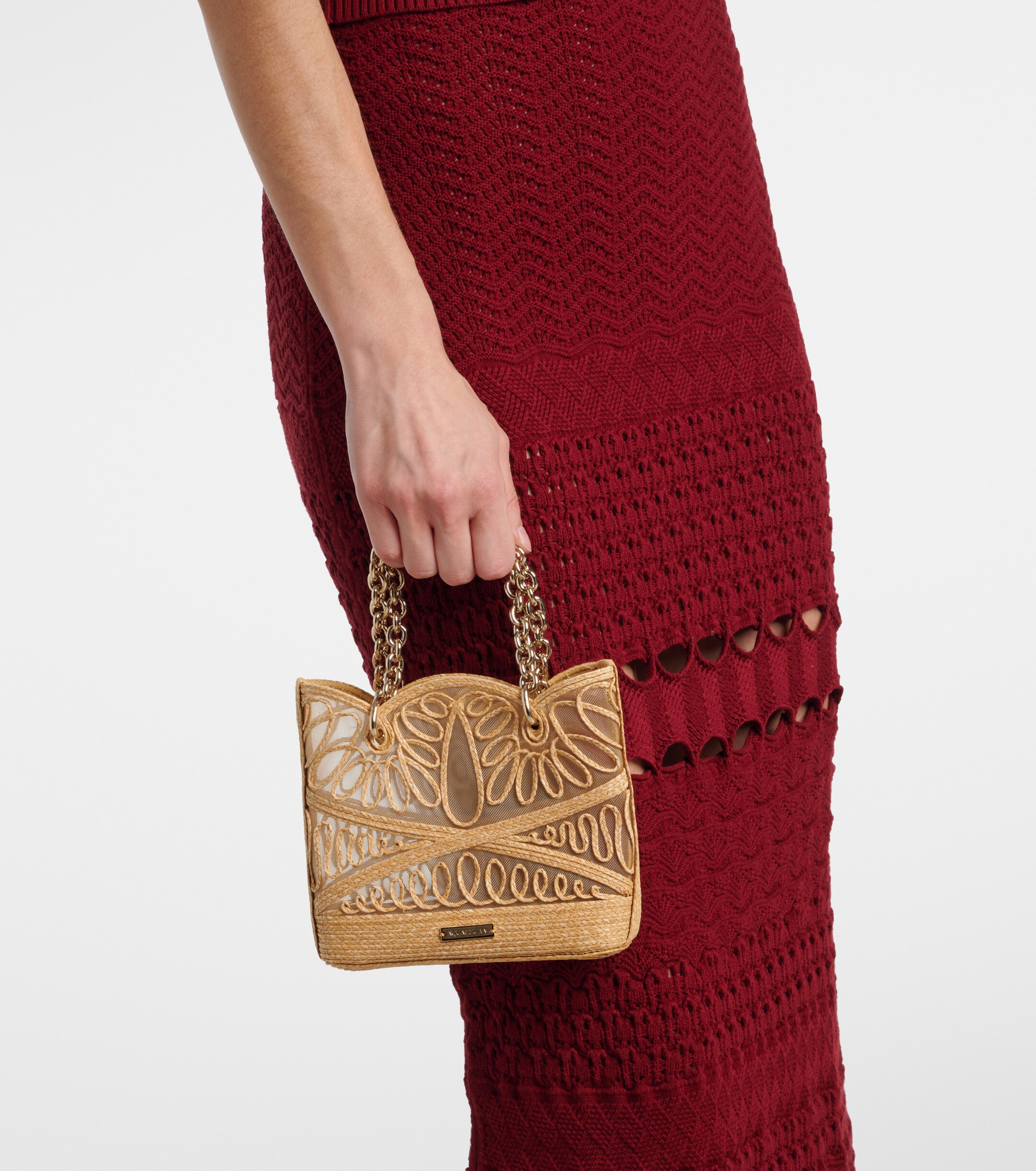 AQUAZZURA Kahlo Mini logo raffia tote bag