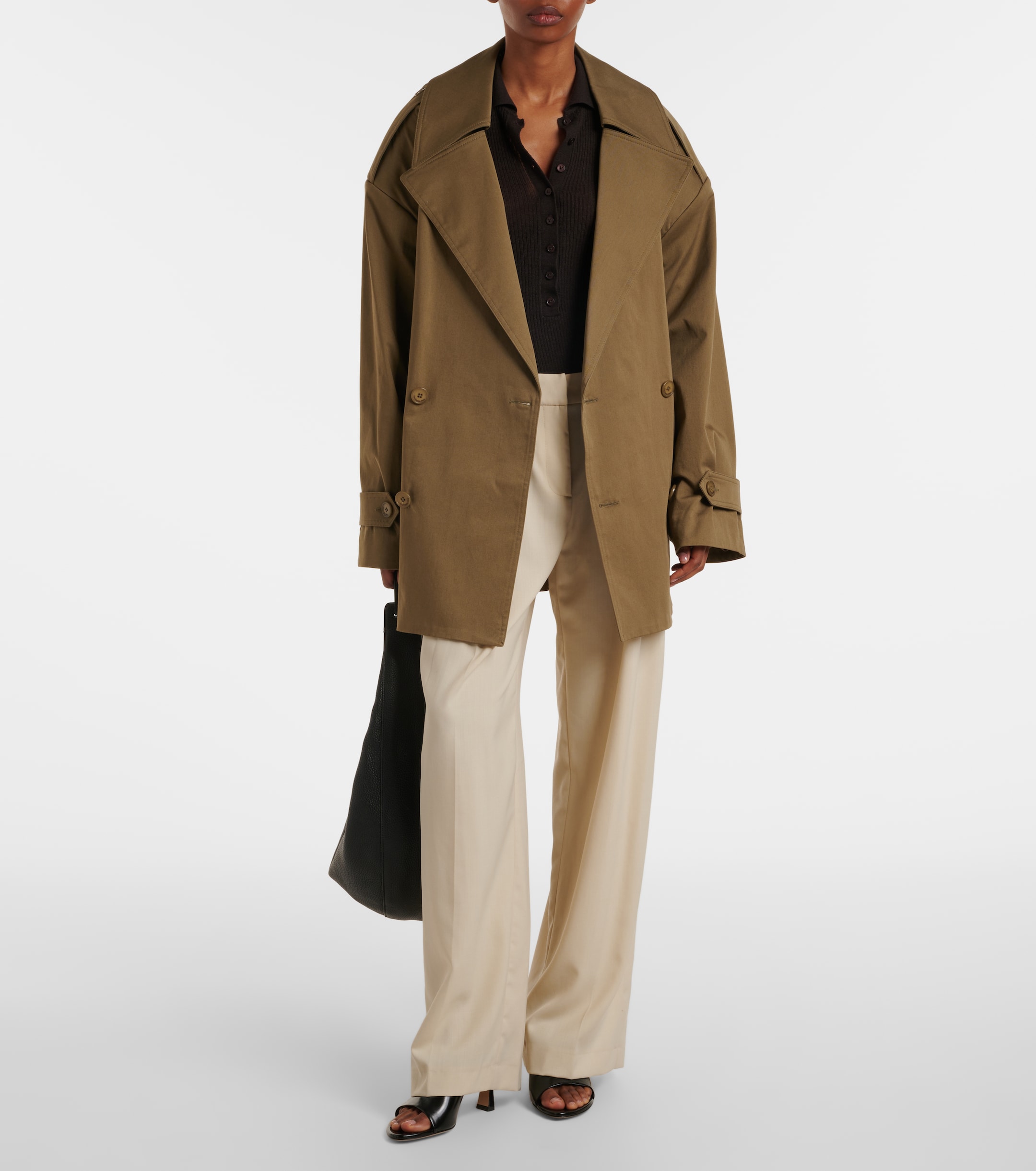 The Frankie Shop Zurich oversized cotton cropped trench coat