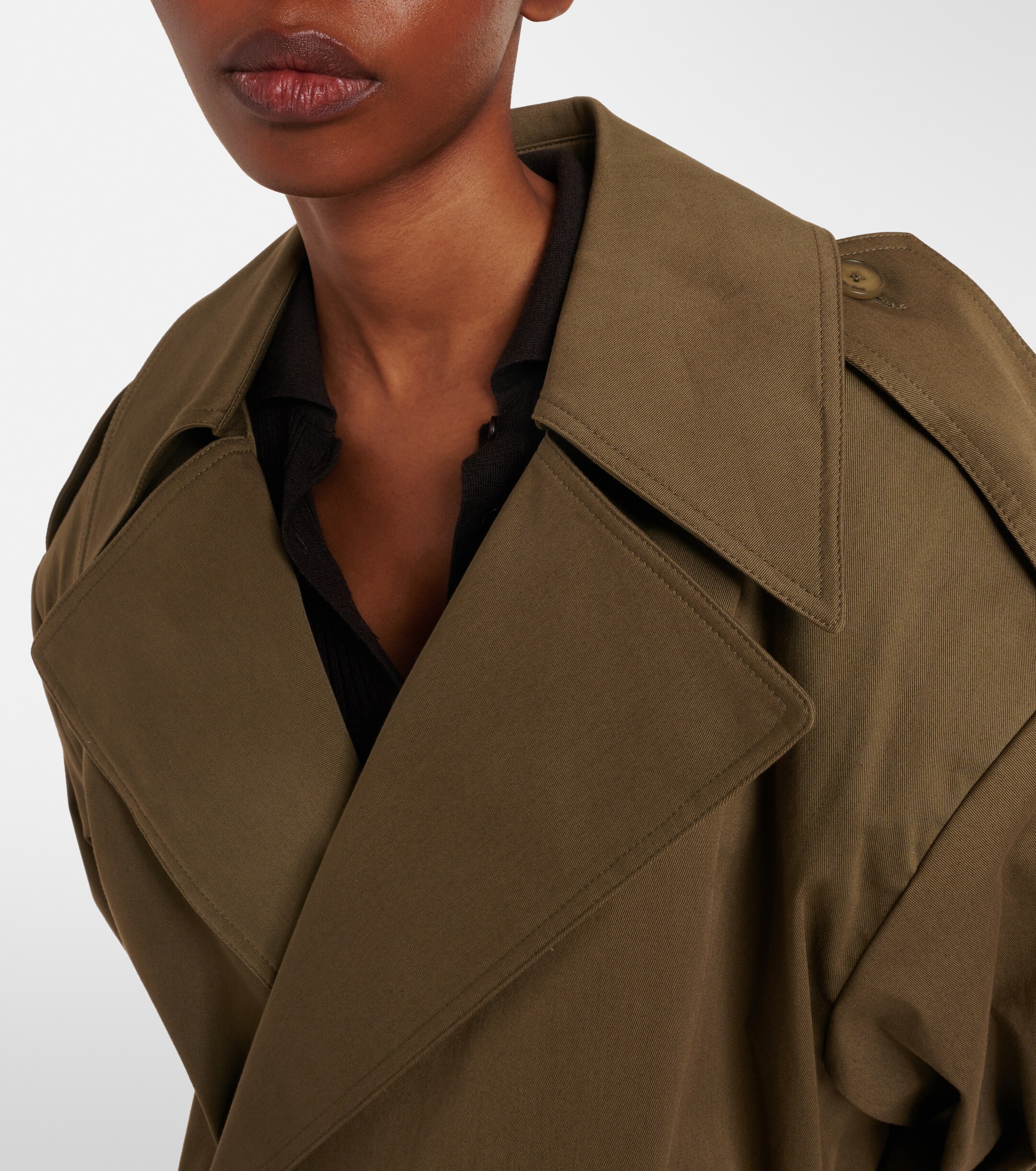 The Frankie Shop Zurich oversized cotton cropped trench coat thumbnail