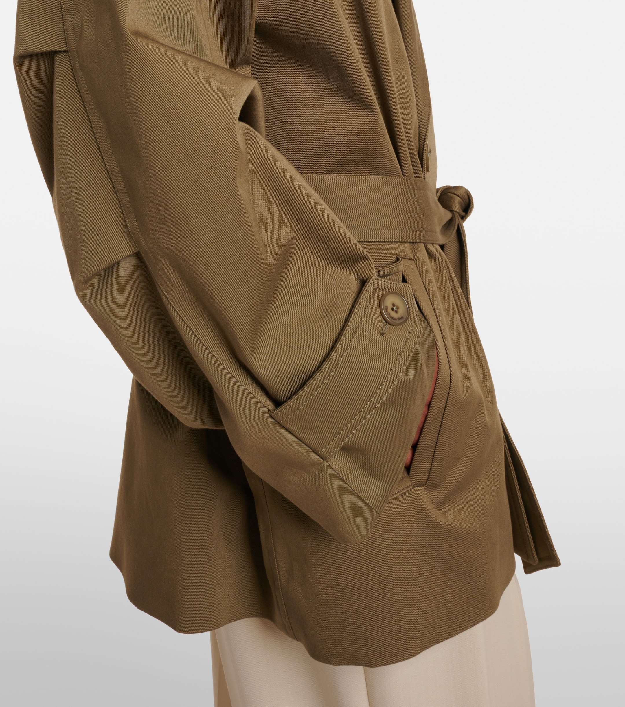 The Frankie Shop Zurich oversized cotton cropped trench coat thumbnail