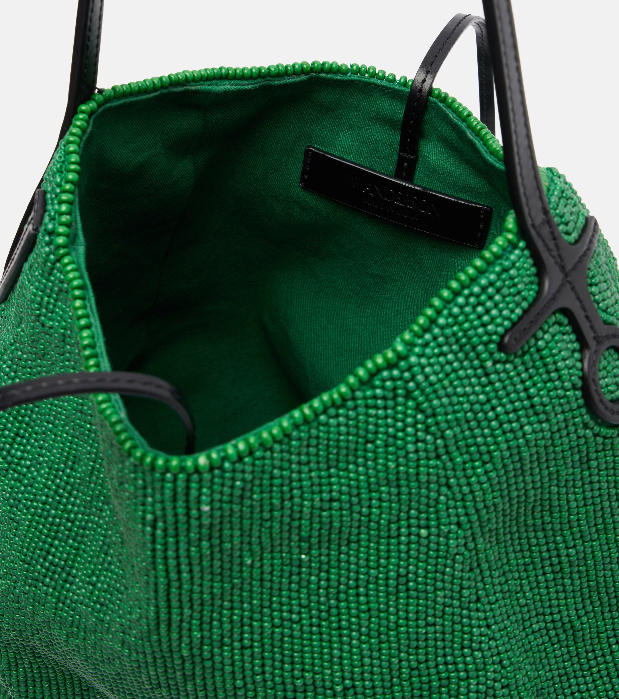Jw Anderson Bulb Small beaded leather-trimmed shoulder bag