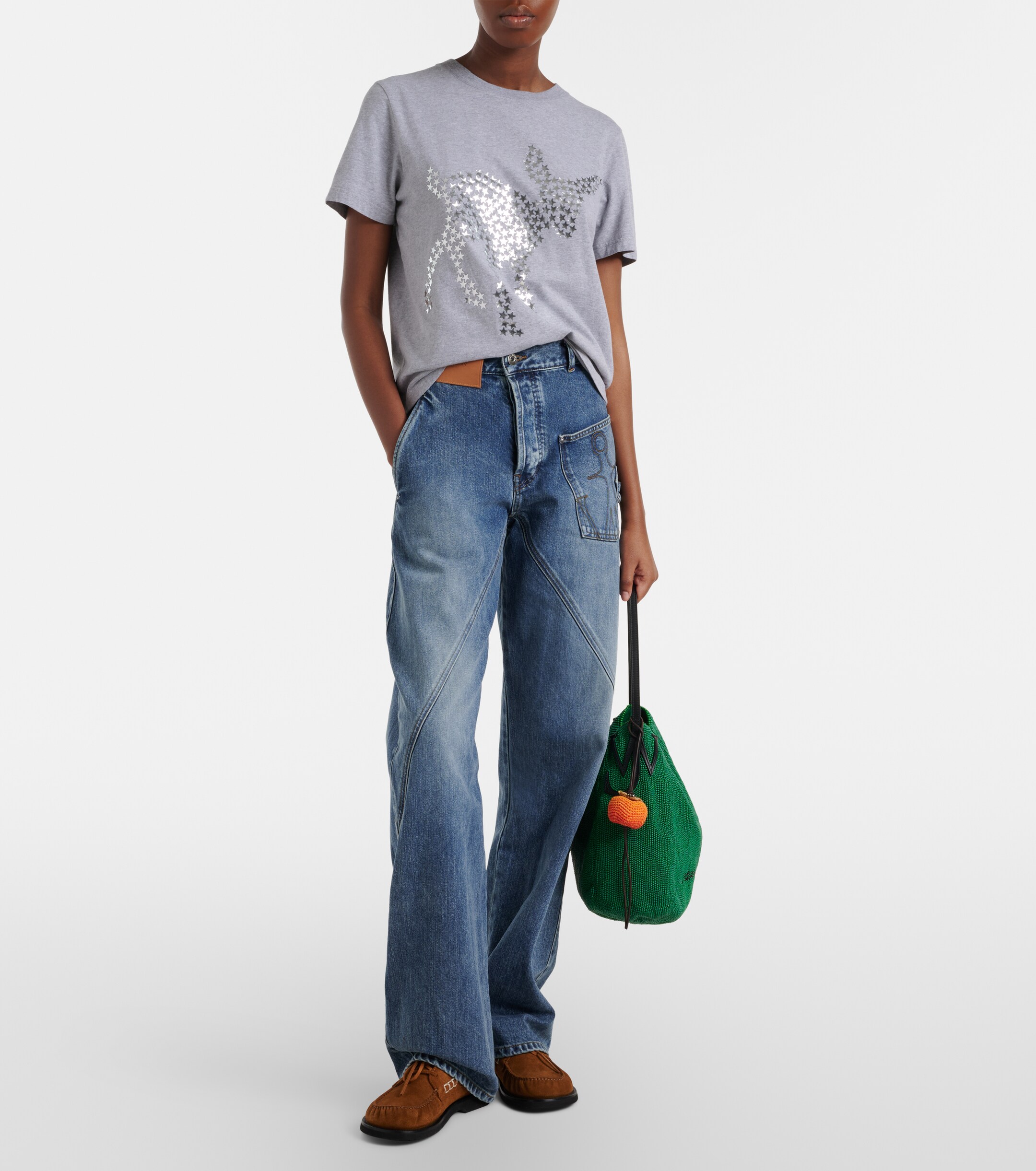 Jw Anderson Bulb Small beaded leather-trimmed shoulder bag