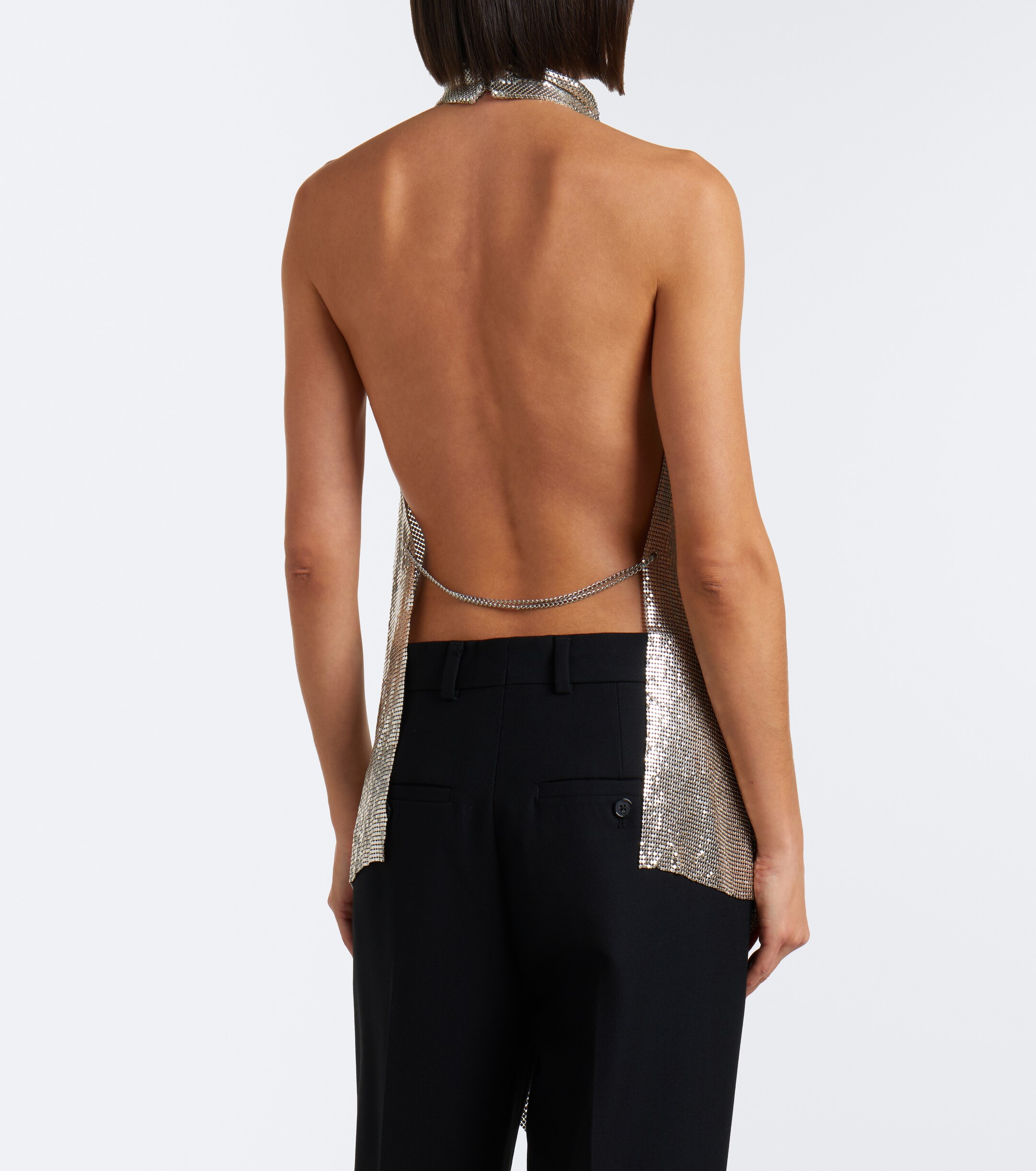 Stella McCartney Stella McCartney Asymmetric open-back chainmail top