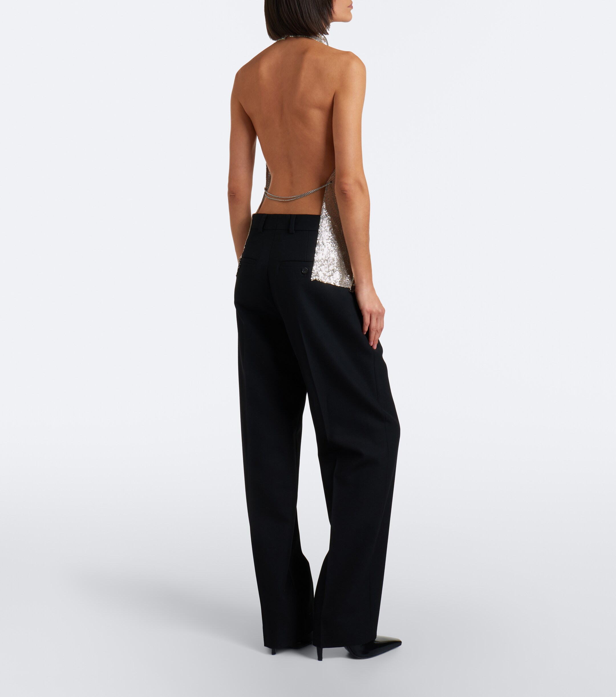 Stella McCartney Stella McCartney Asymmetric open-back chainmail top