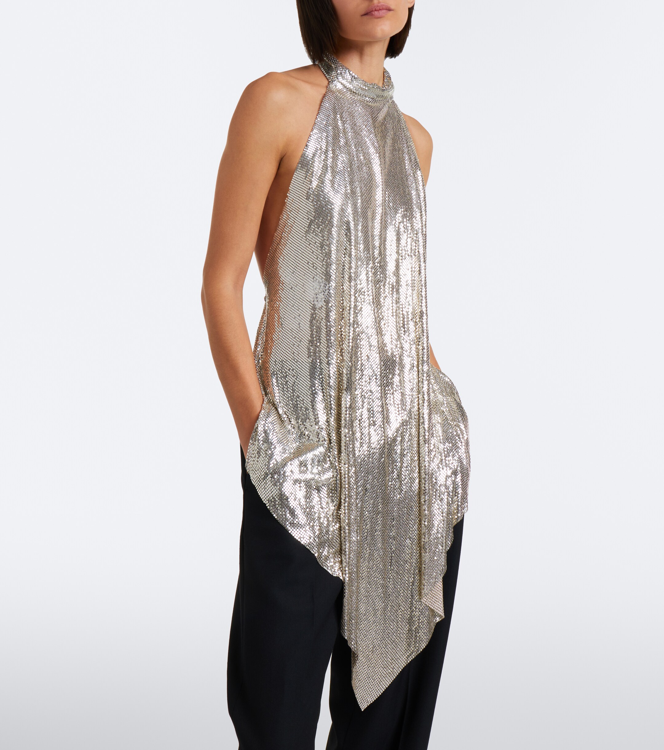 Stella McCartney Stella McCartney Asymmetric open-back chainmail top