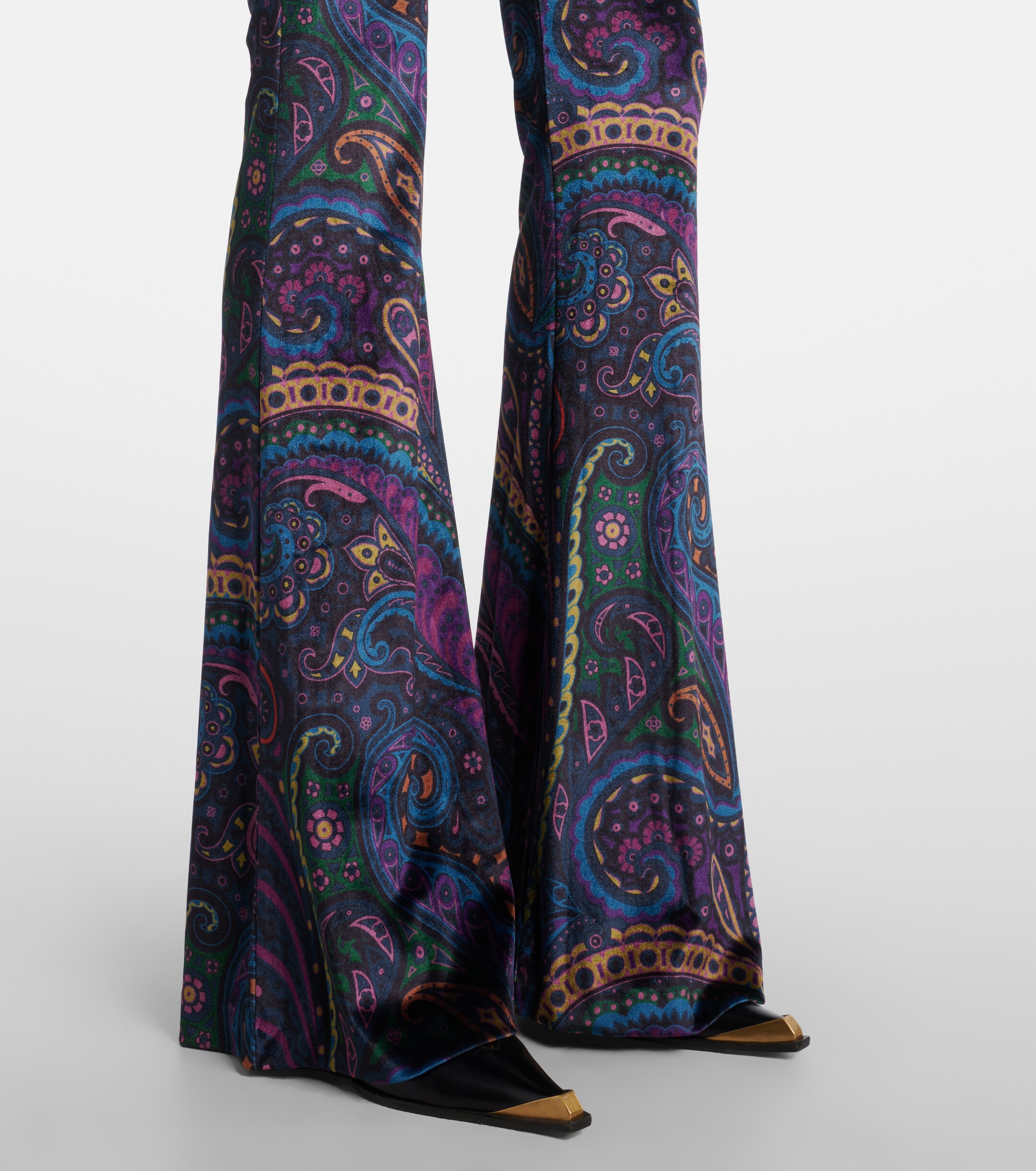 Etro Printed high-rise velvet flared pants