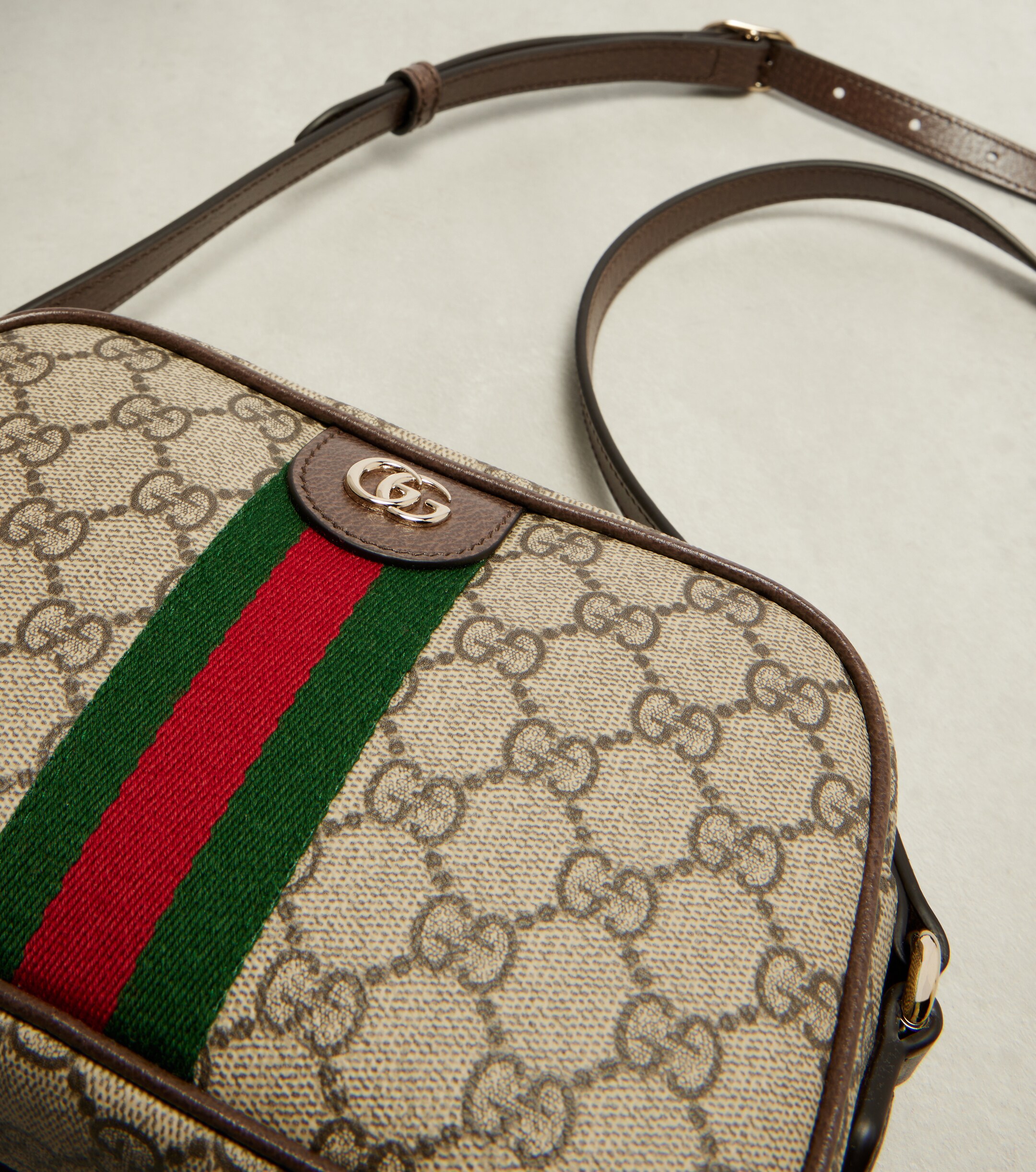 Gucci Ophidia Small leather-trimmed crossbody bag