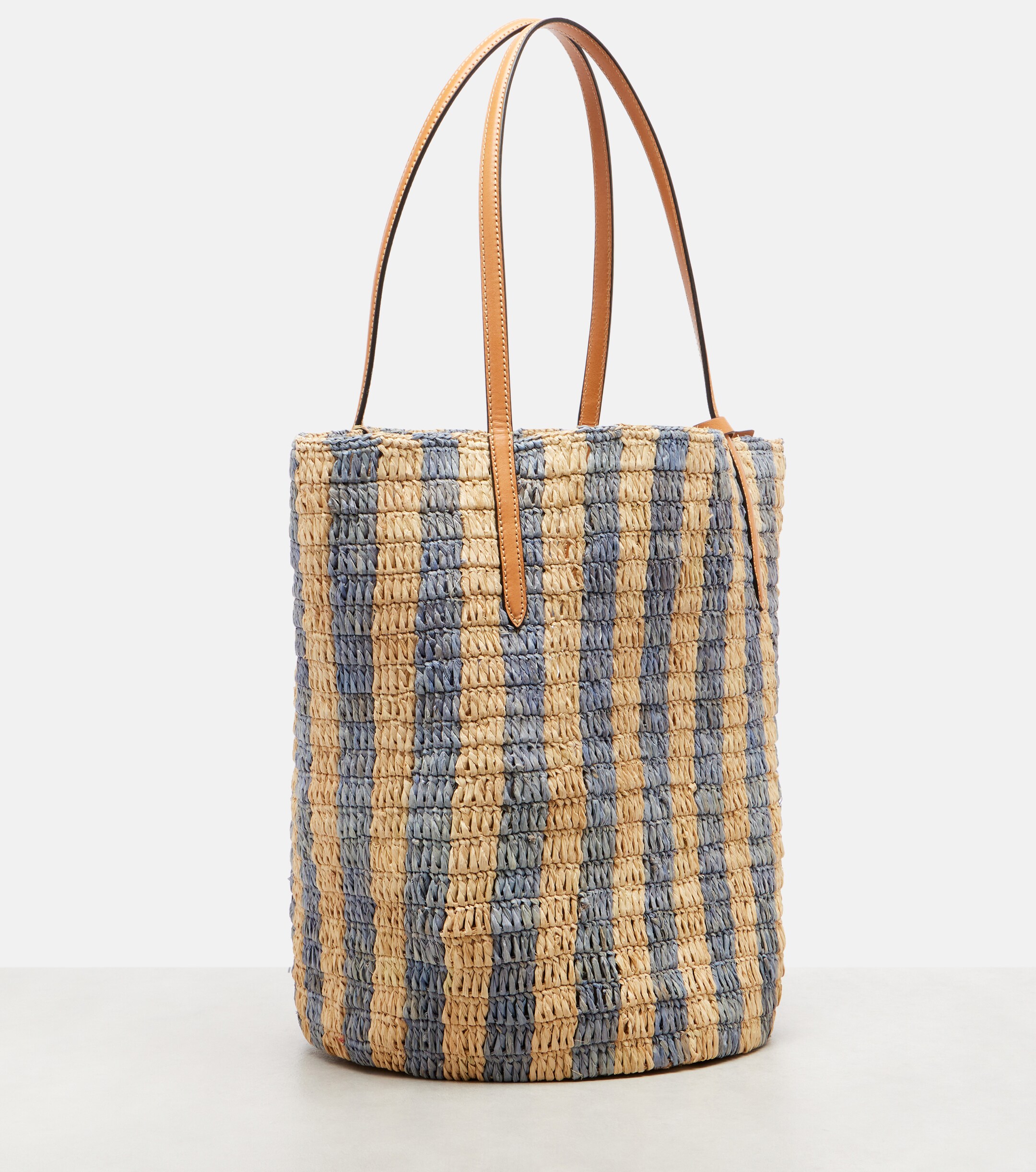 Valentino Garavani VLogo striped raffia tote bag thumbnail