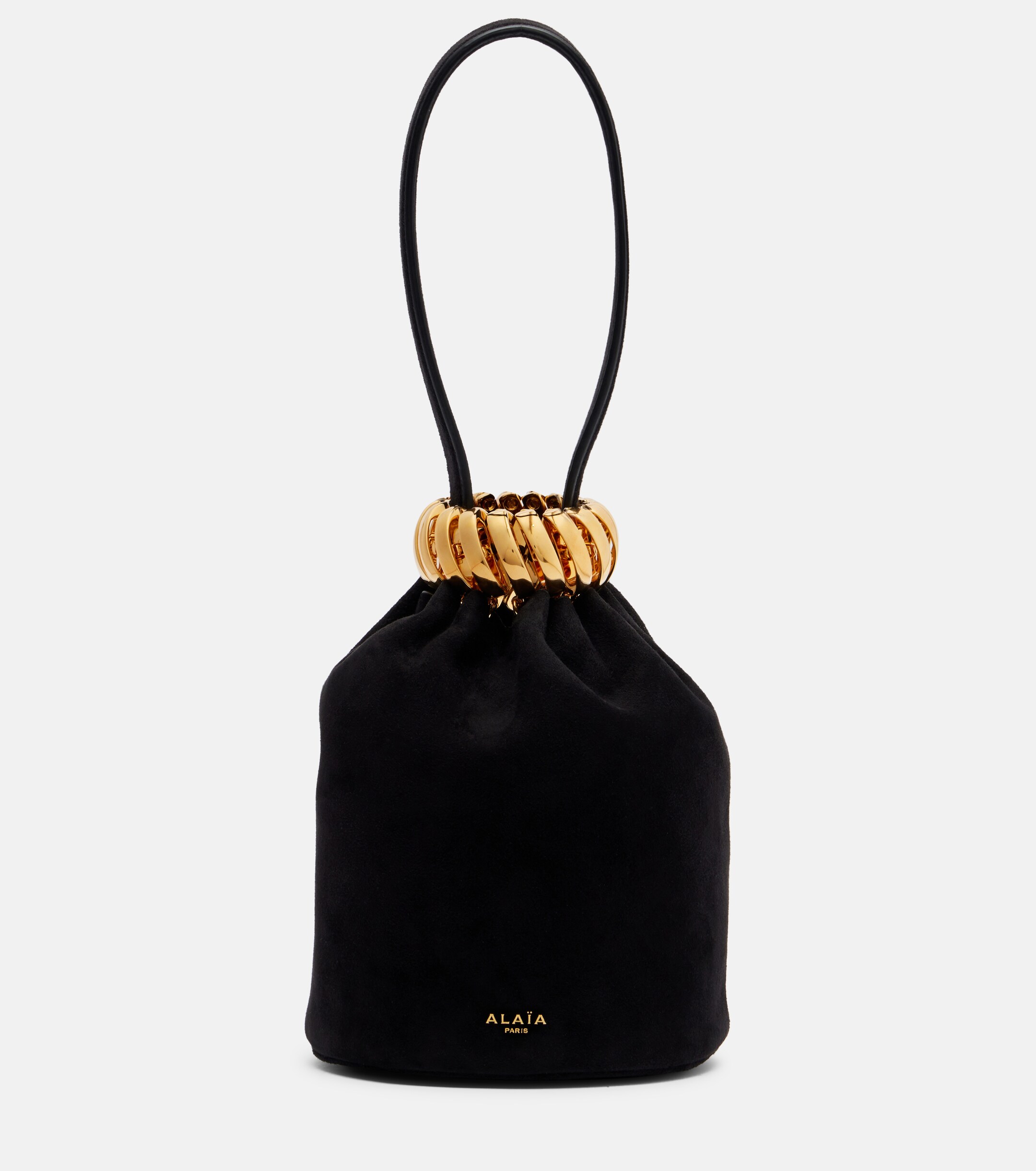 Alaïa Motion Mini embellished suede top-handle bag