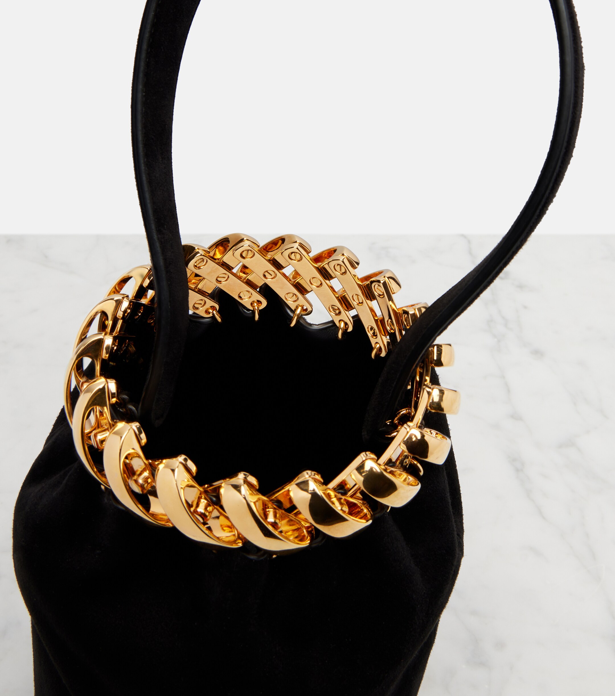 Alaïa Motion Mini embellished suede top-handle bag