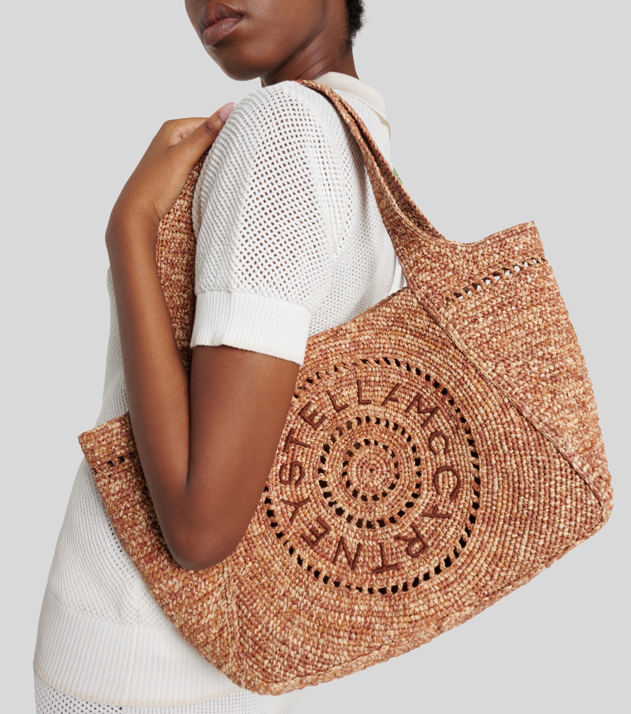 Stella McCartney Logo raffia tote bag