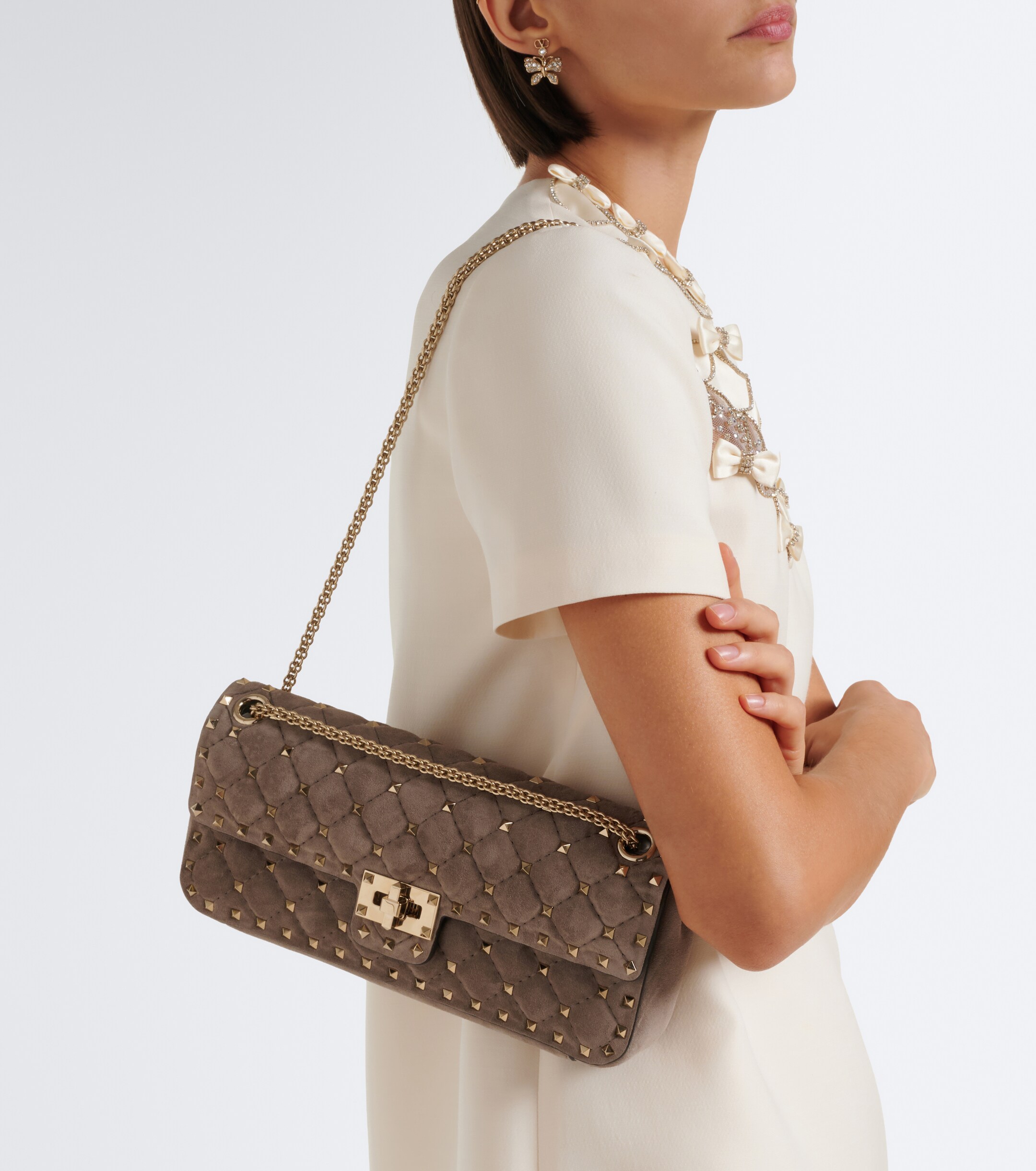 Valentino Garavani Rockstud Spike Small suede shoulder bag thumbnail