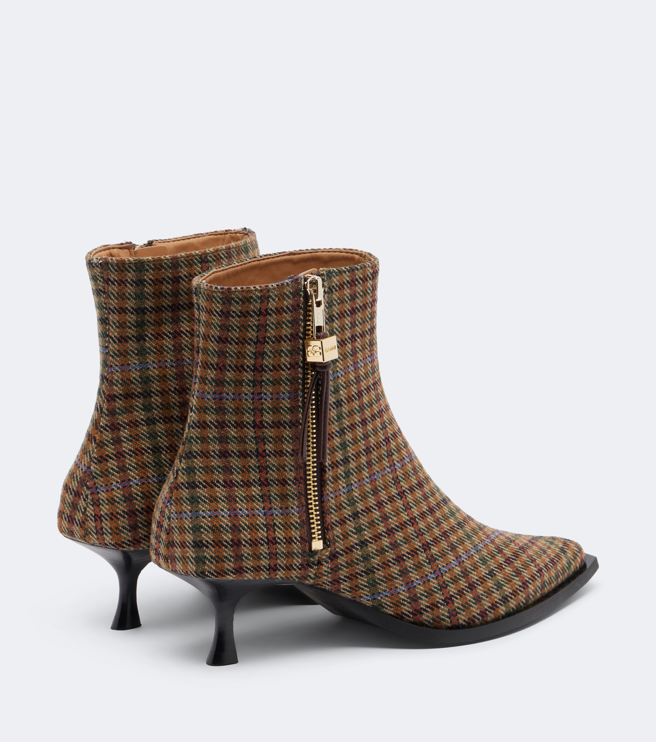 GANNI Ganni Anna checked ankle boots