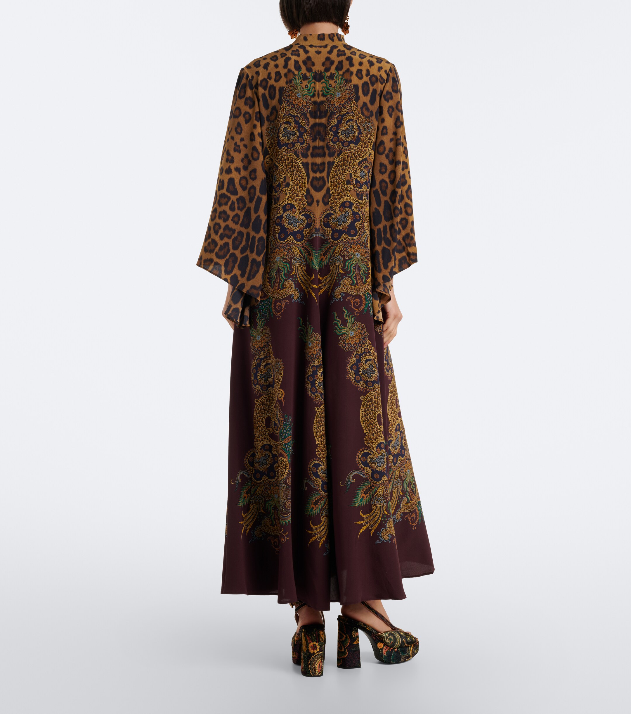 Etro Etro Leopard-print tie-neck silk maxi dress