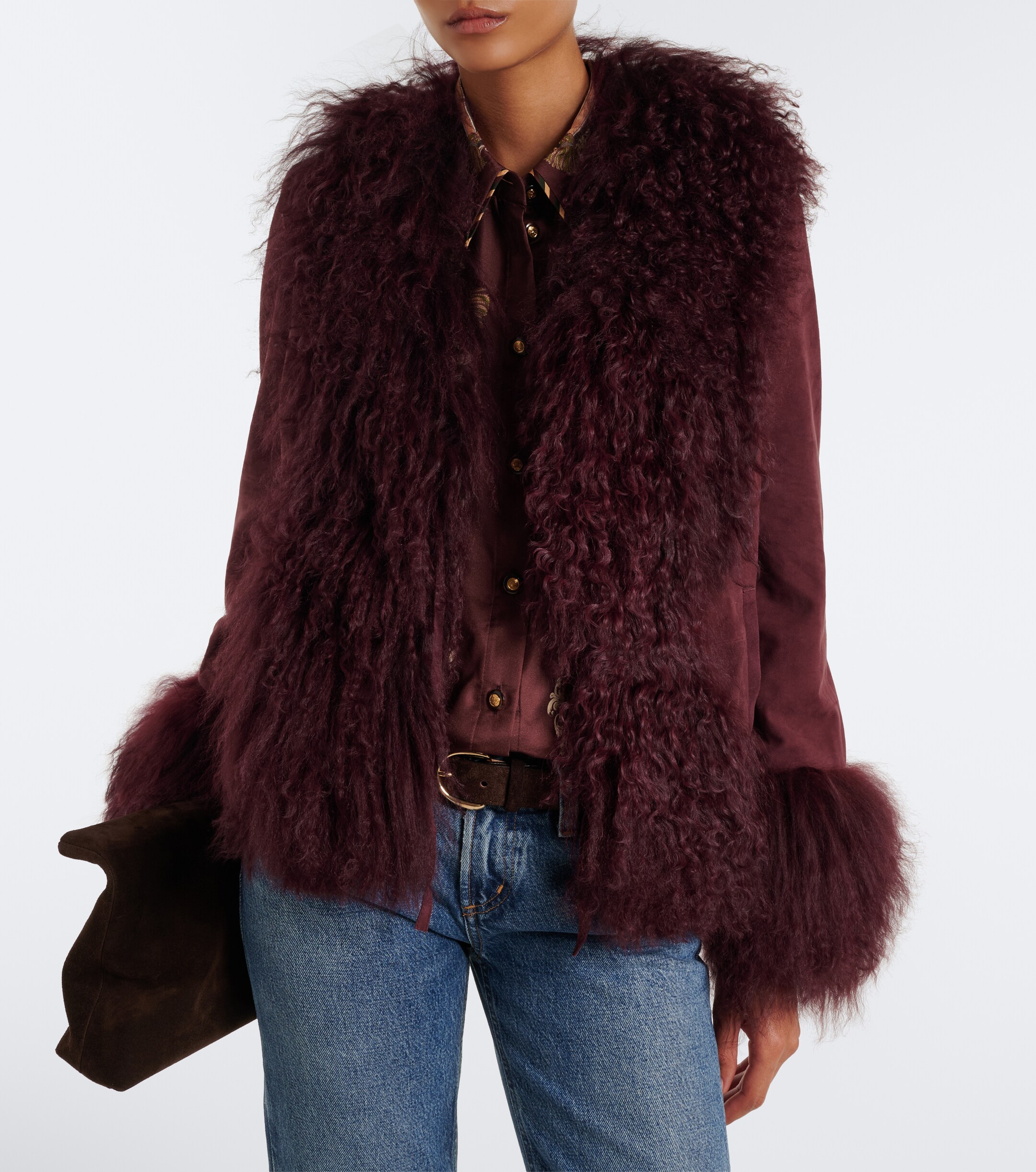 RIXO Rixo Sammy shearling-trimmed suede jacket