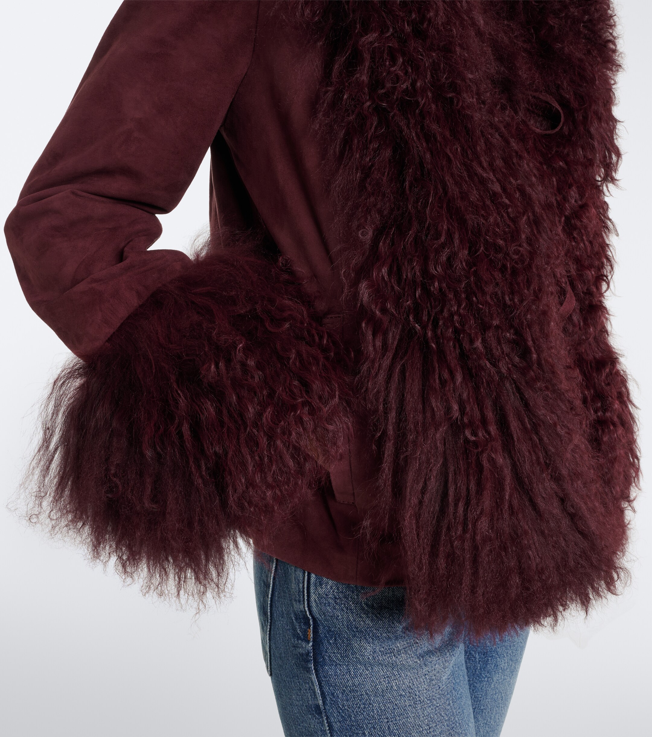 RIXO Rixo Sammy shearling-trimmed suede jacket