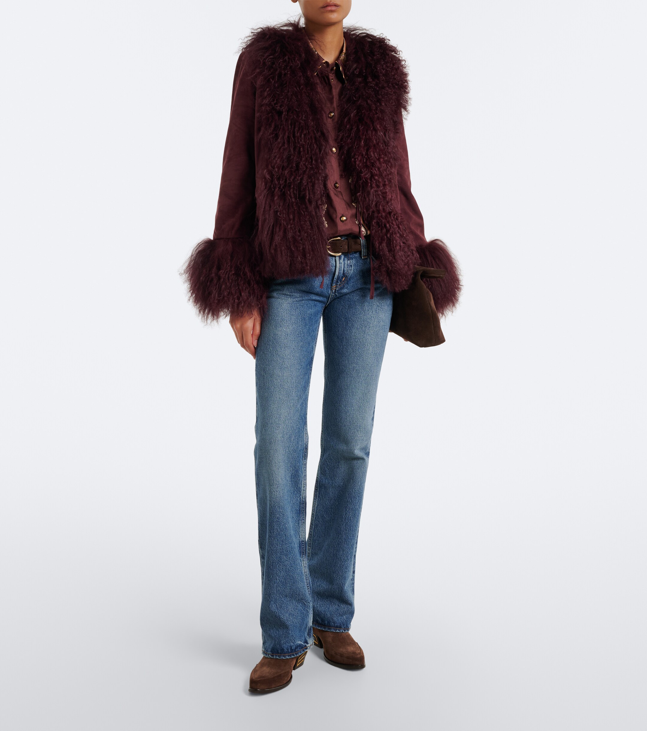 RIXO Rixo Sammy shearling-trimmed suede jacket