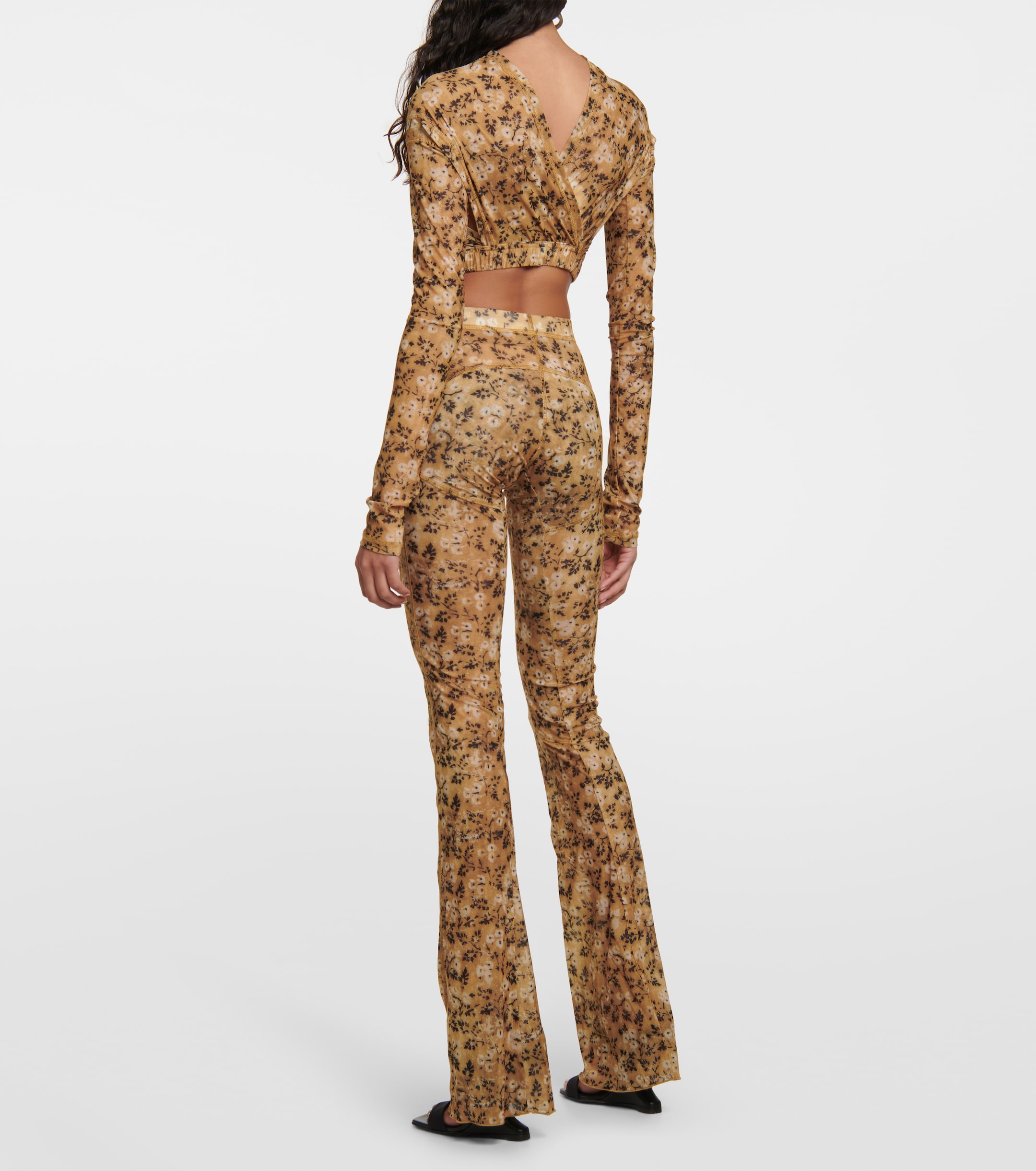 KNWLS Anti Cross Over floral jersey crop top