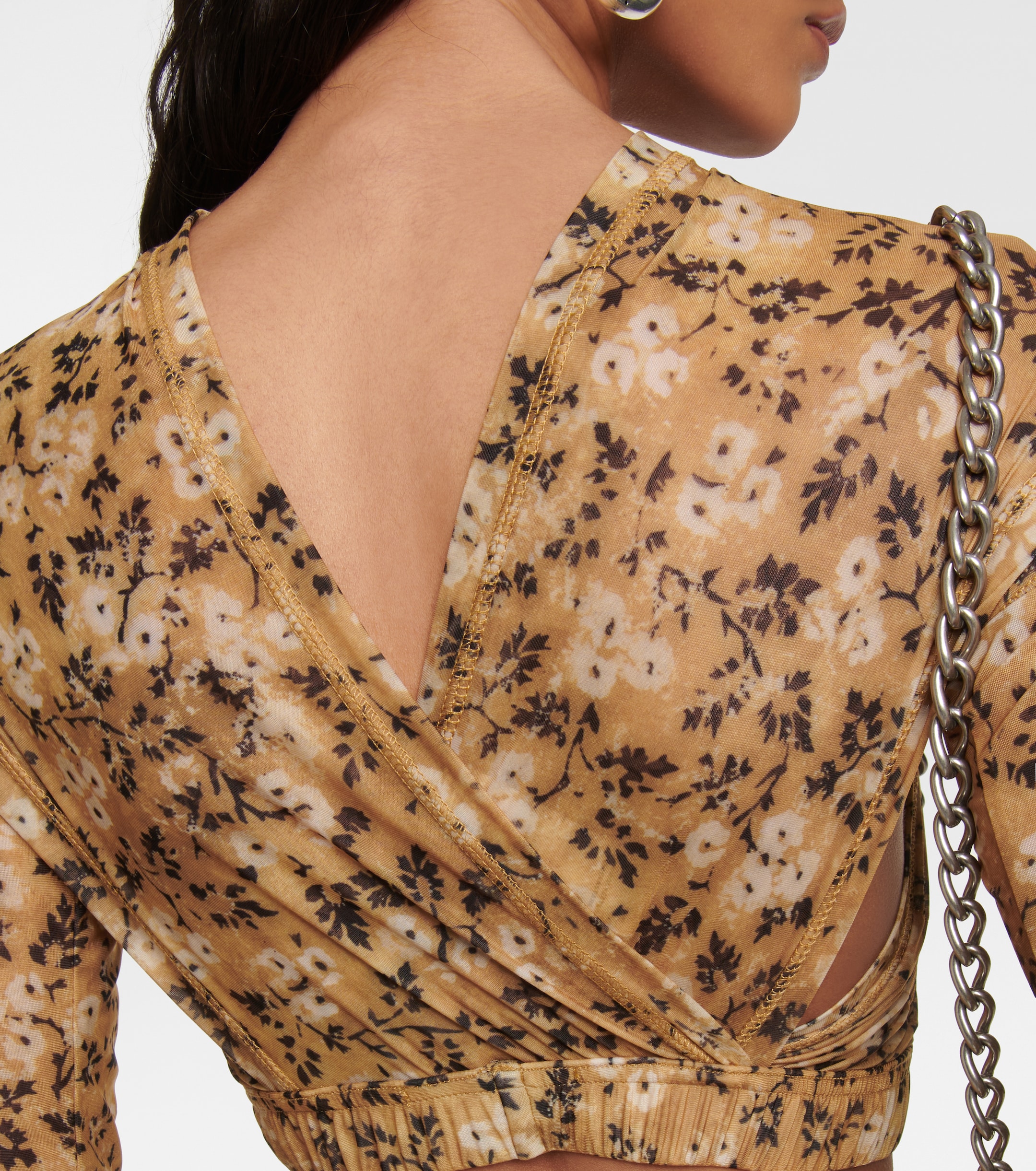 KNWLS Anti Cross Over floral jersey crop top