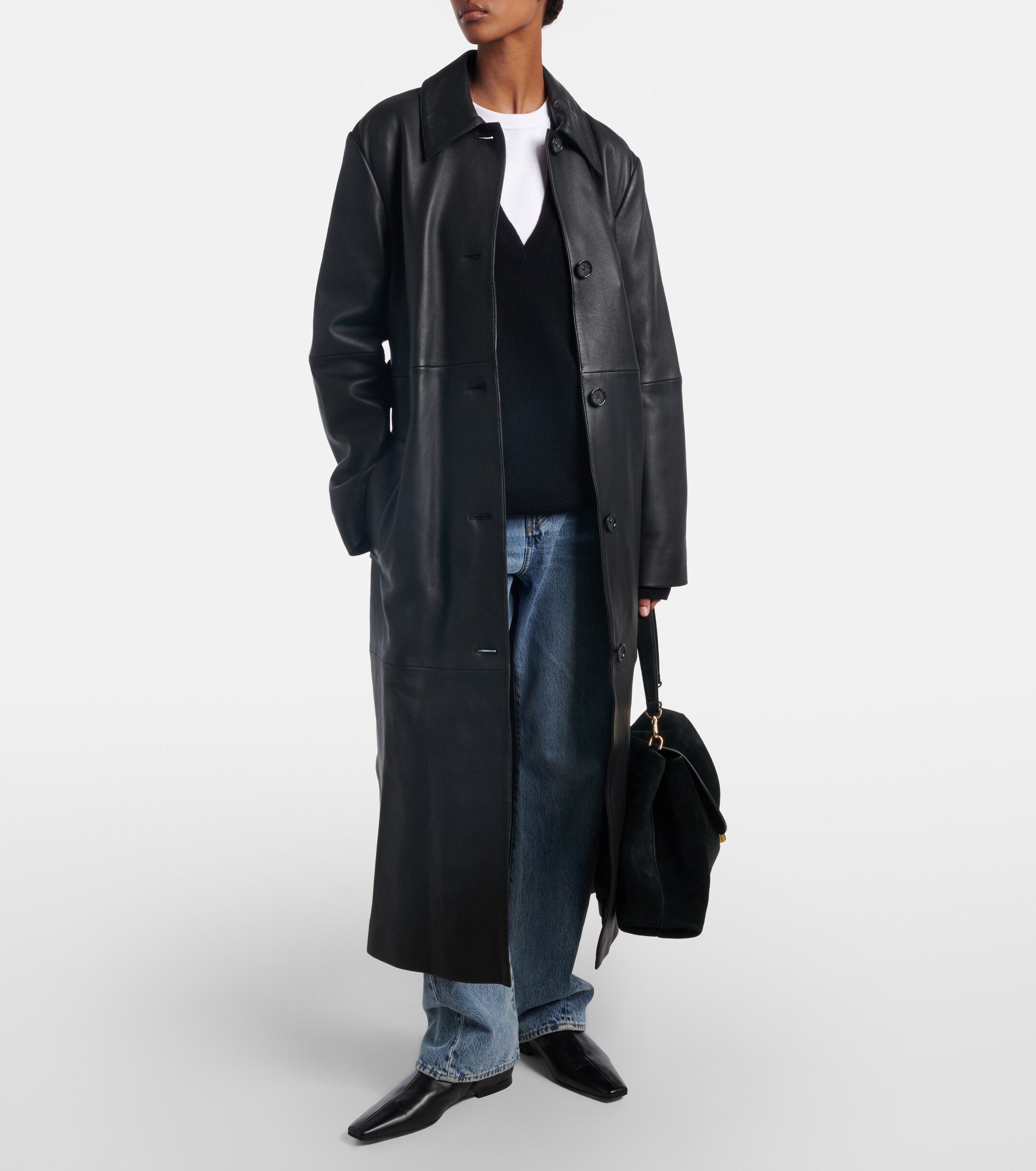 TOTEME T-Lock suede shoulder bag
