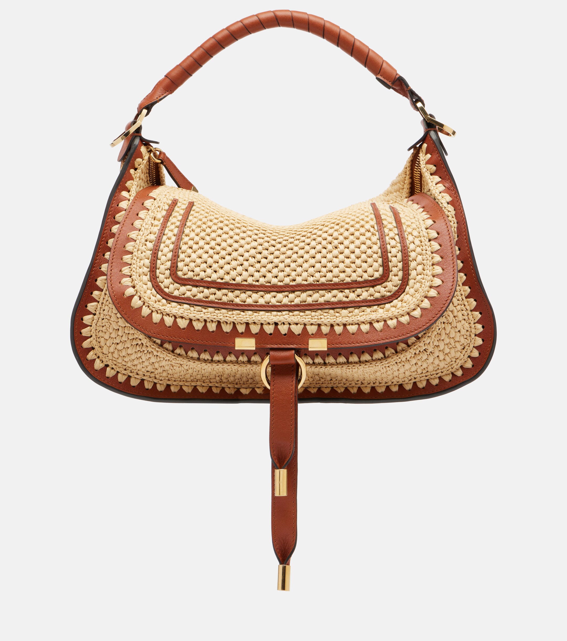 Chloé Marcie Small raffia-effect shoulder bag
