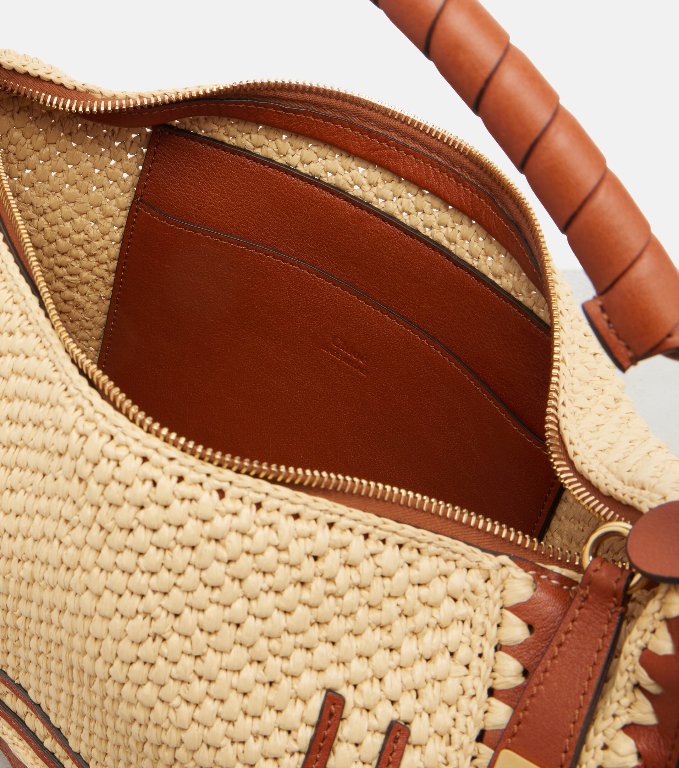 Chloé Marcie Small raffia-effect shoulder bag