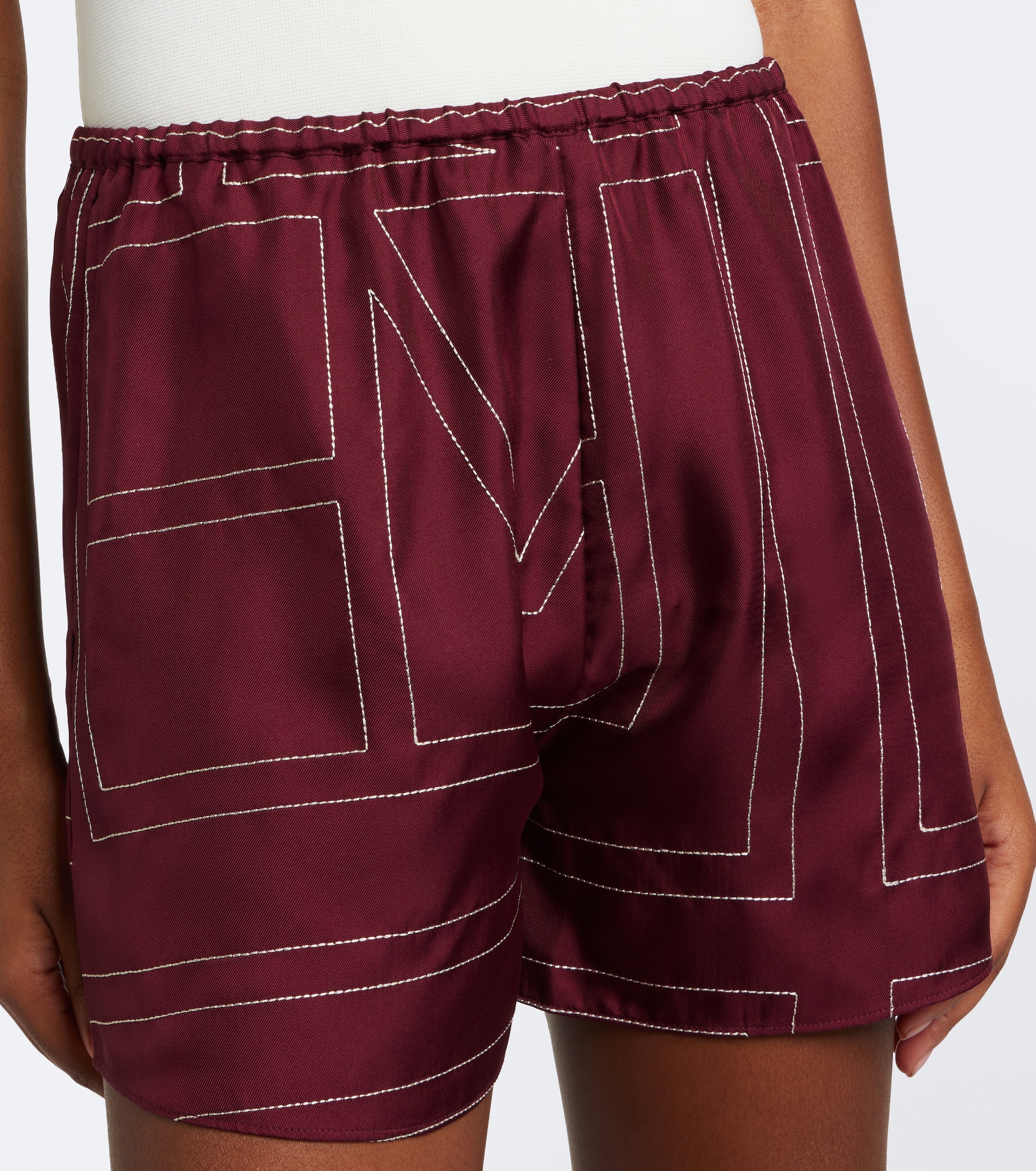 TOTEME Toteme Monogram silk twill shorts