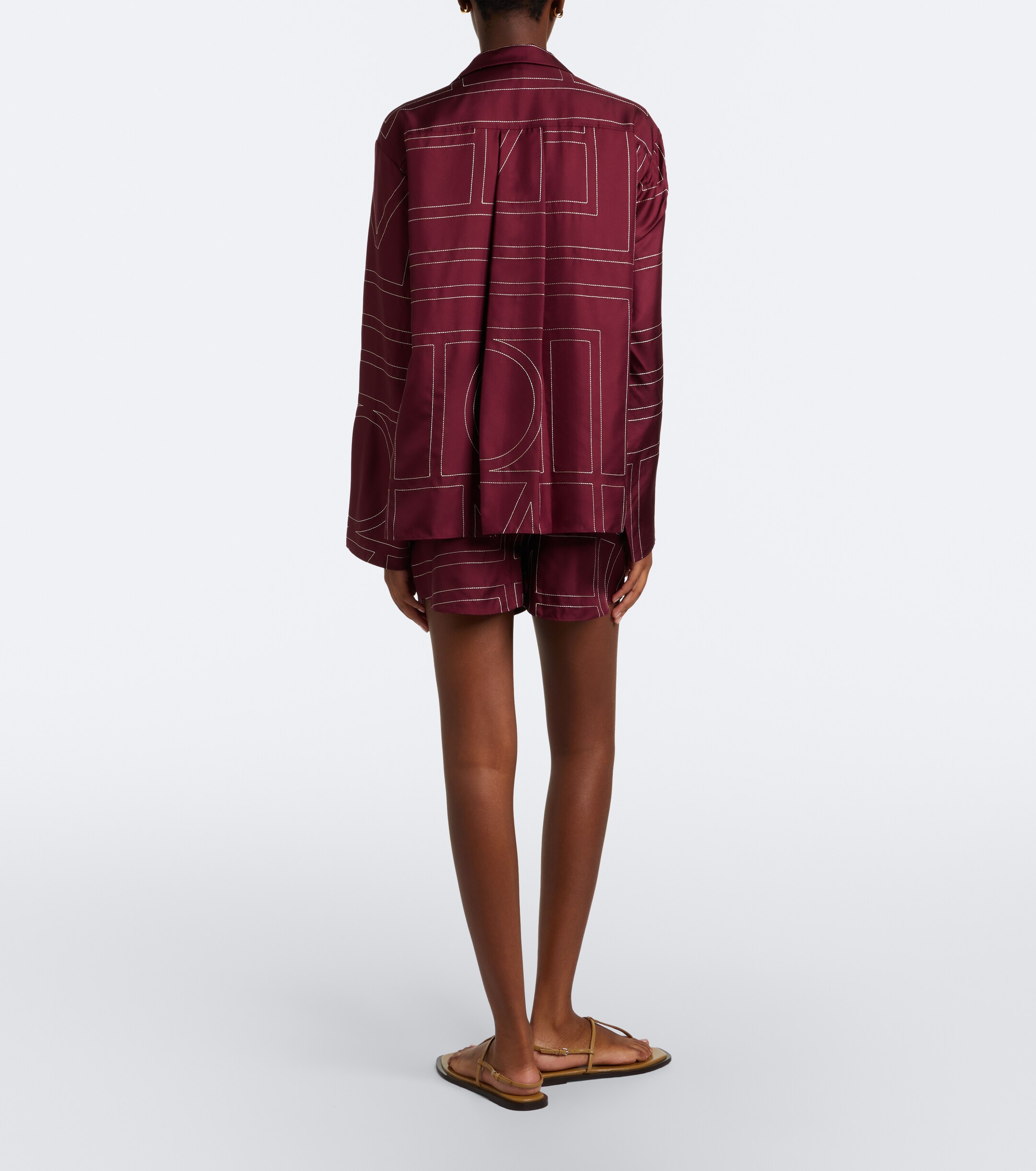 TOTEME Toteme Monogram silk twill shorts
