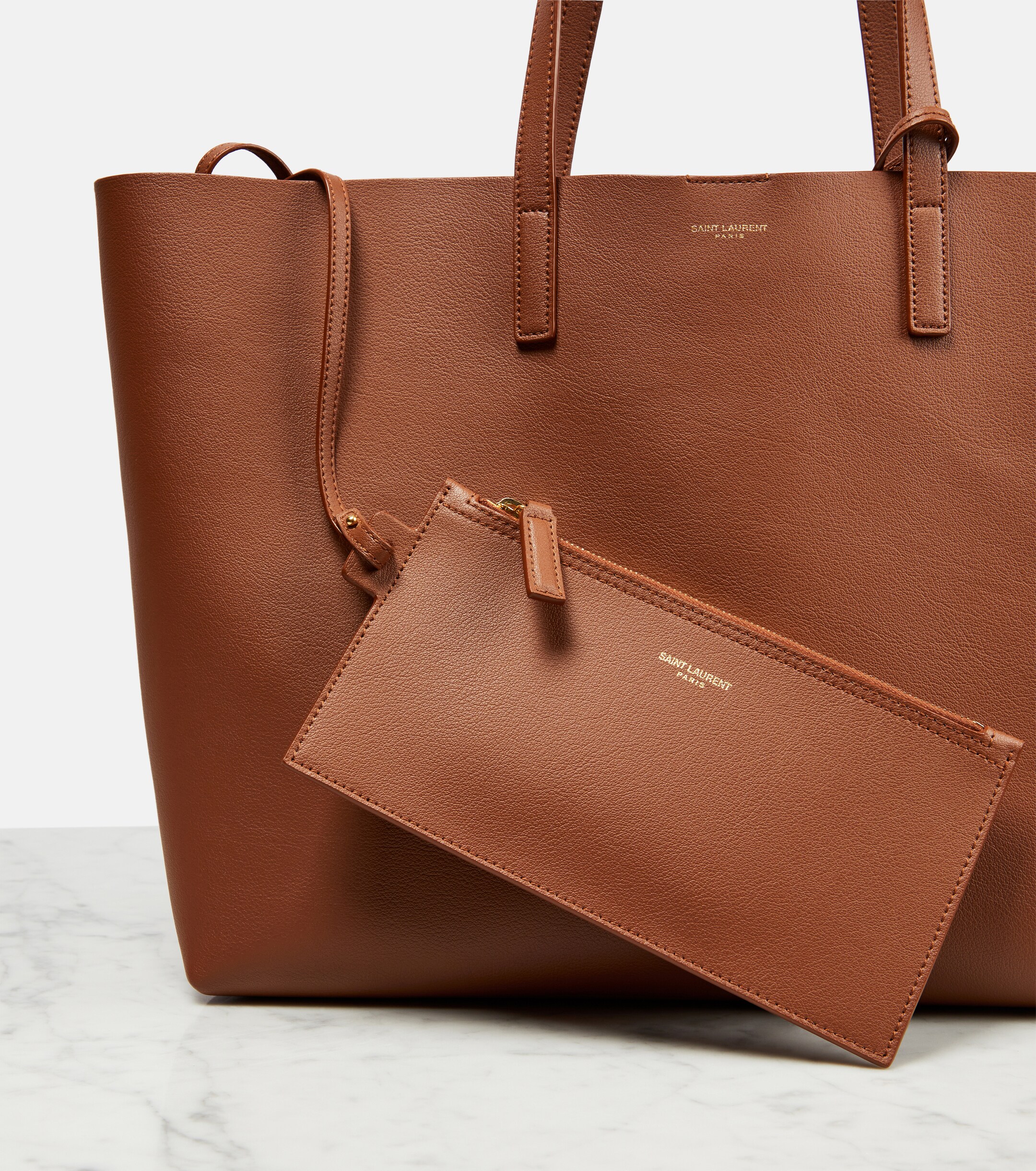 Saint Laurent Shopping E/W leather tote bag