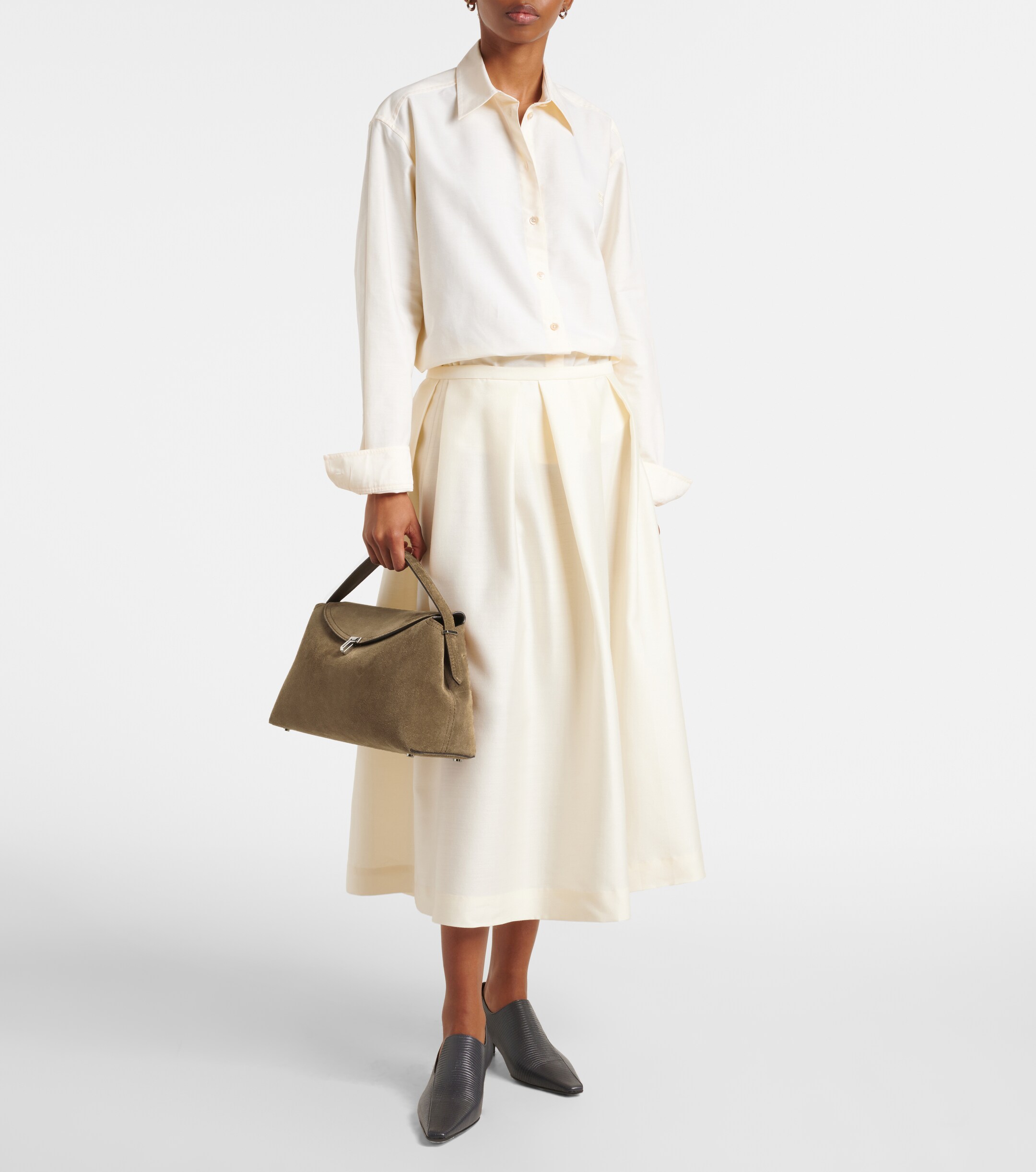 TOTEME T-Lock suede tote bag