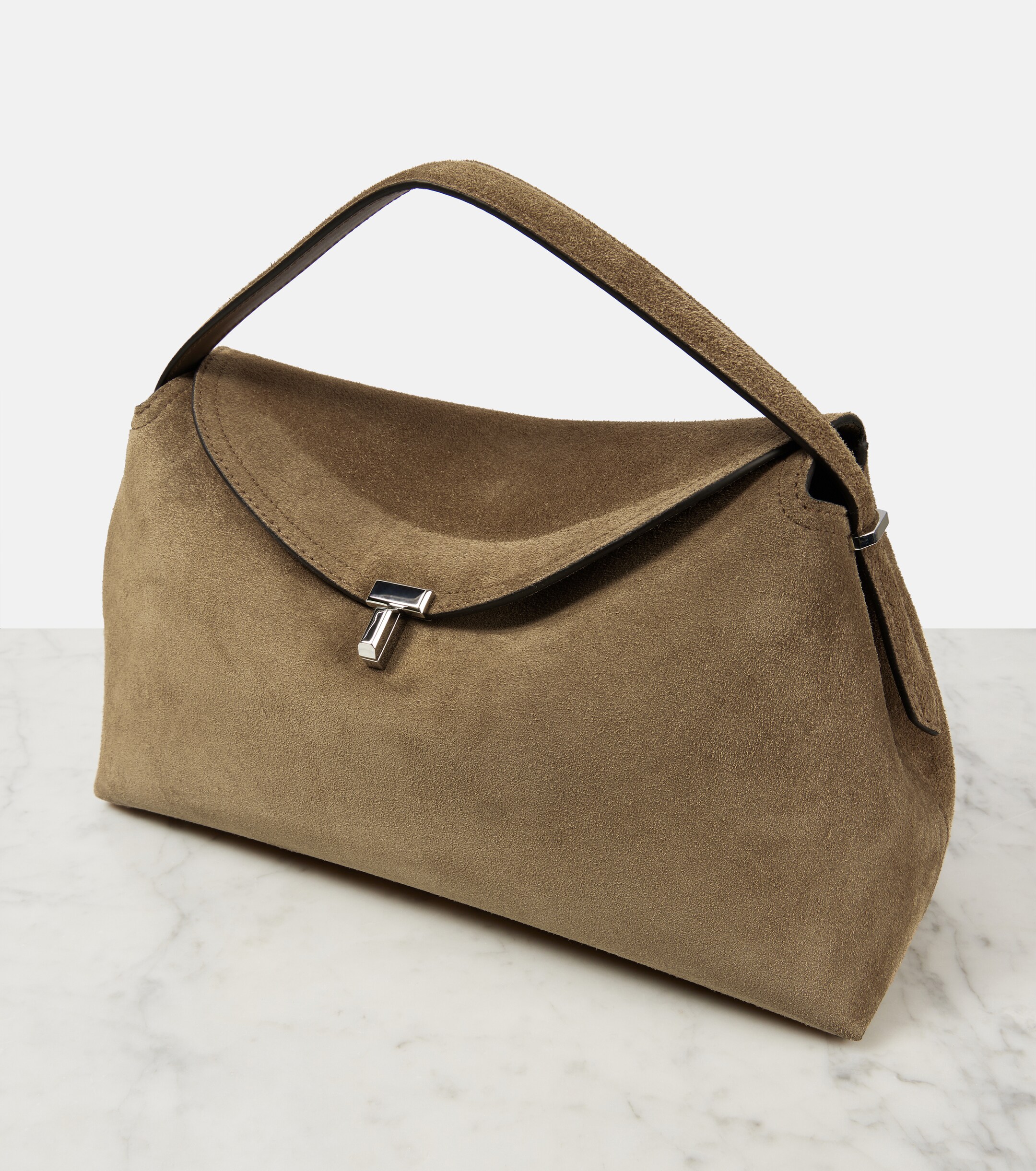 TOTEME T-Lock suede tote bag