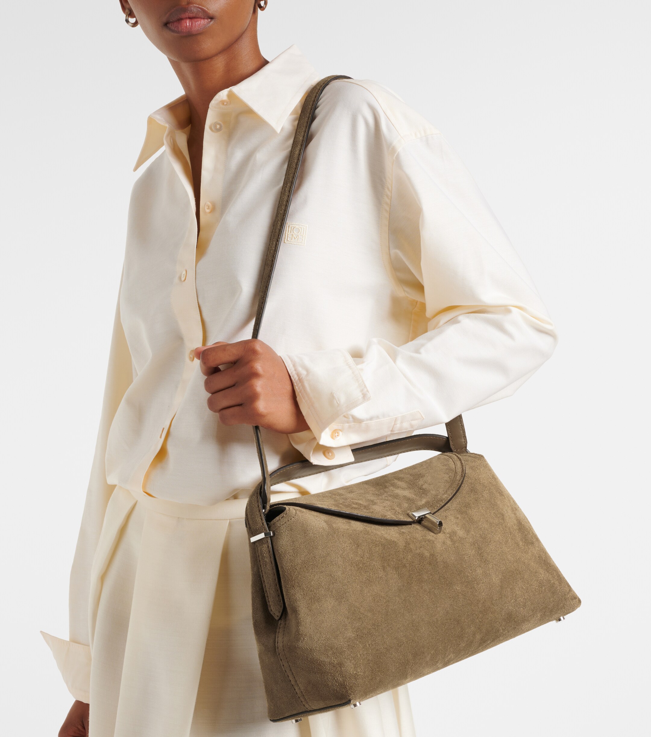 TOTEME T-Lock suede tote bag
