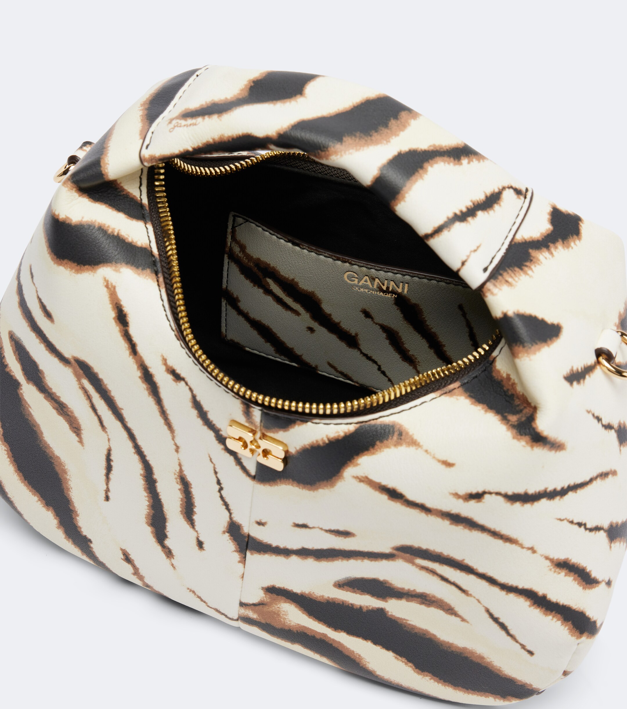 GANNI Mini zebra-printed top-handle bag