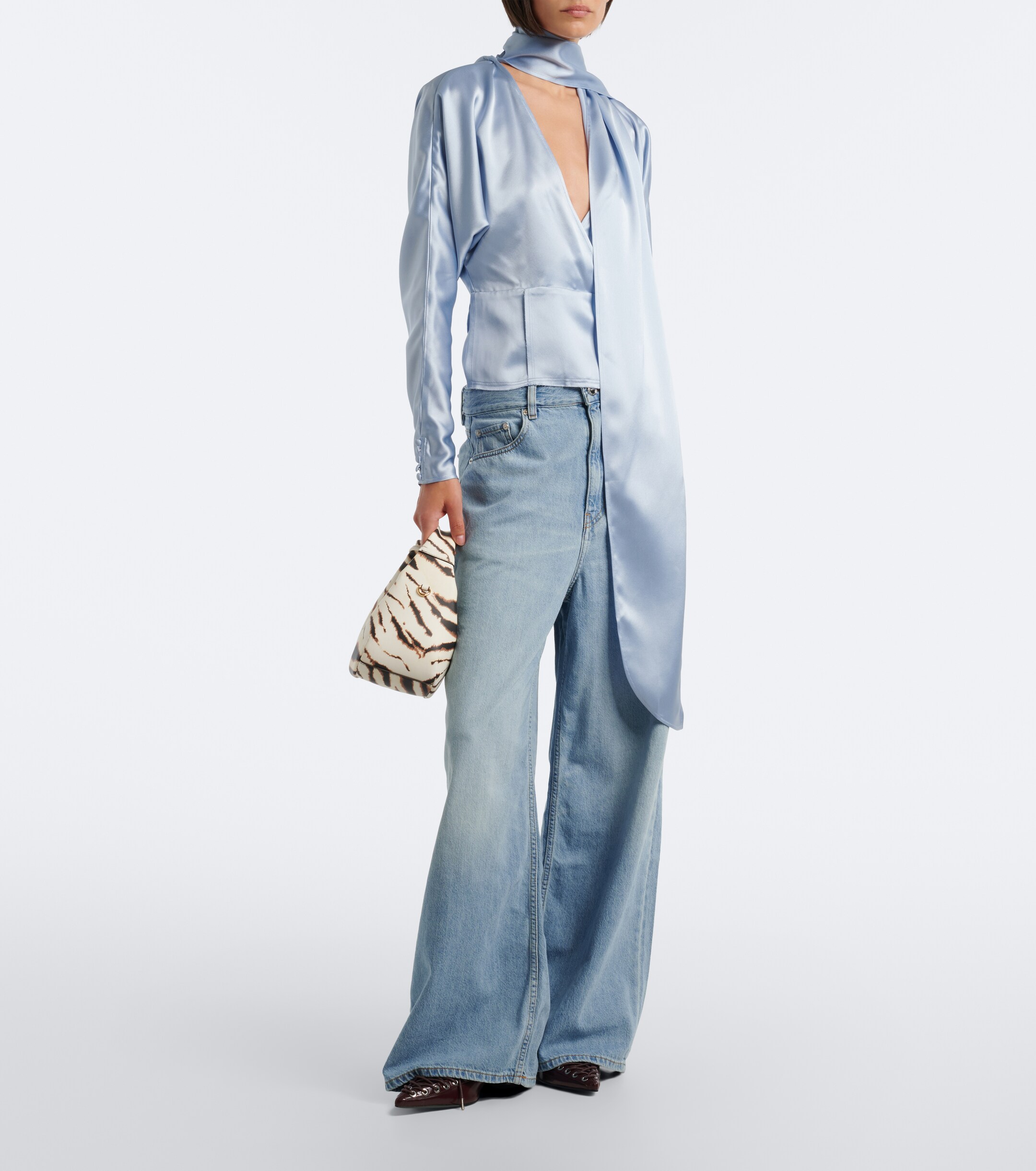GANNI Mini zebra-printed top-handle bag