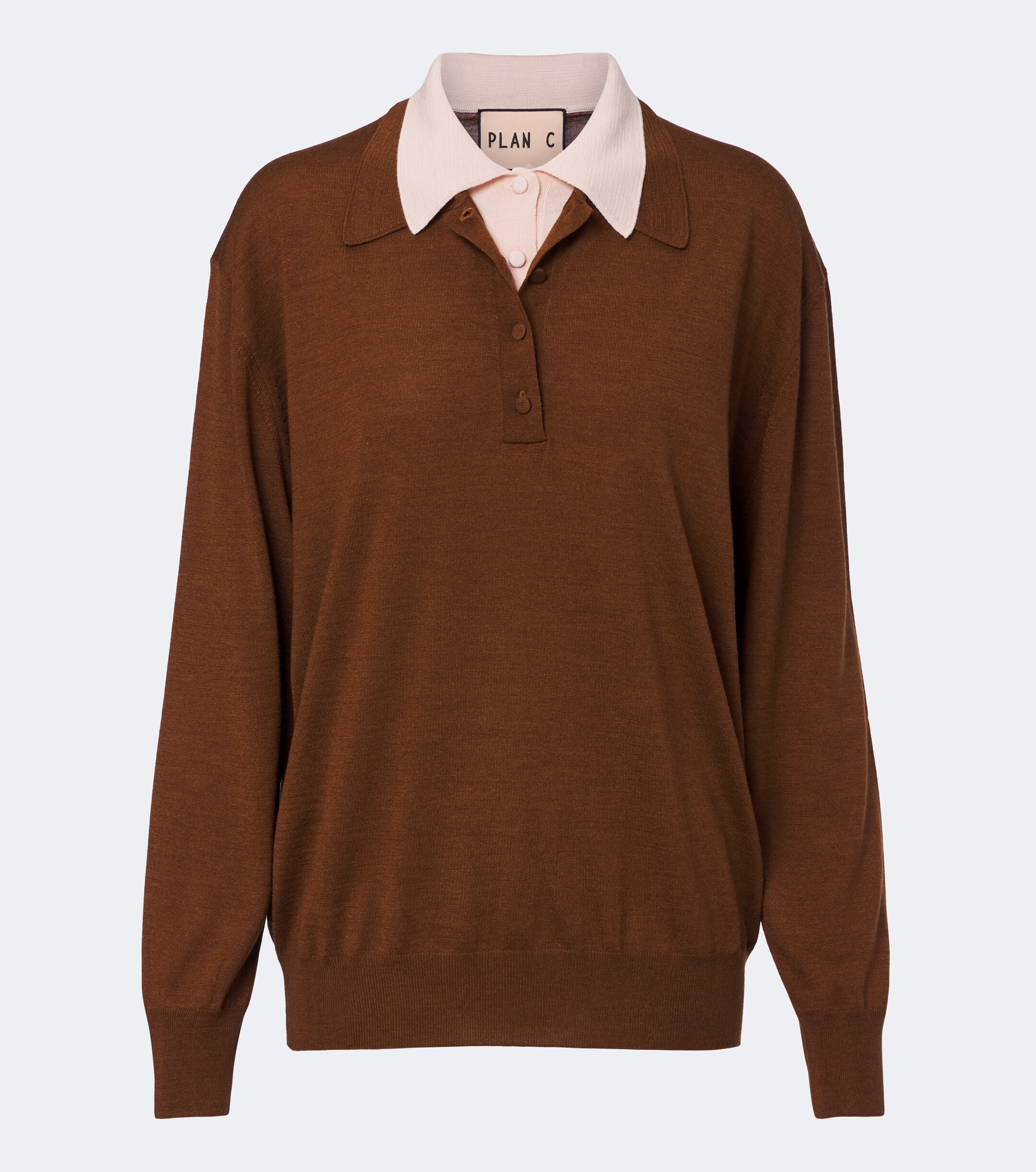 Plan C Plan C Layered wool and silk polo sweater
