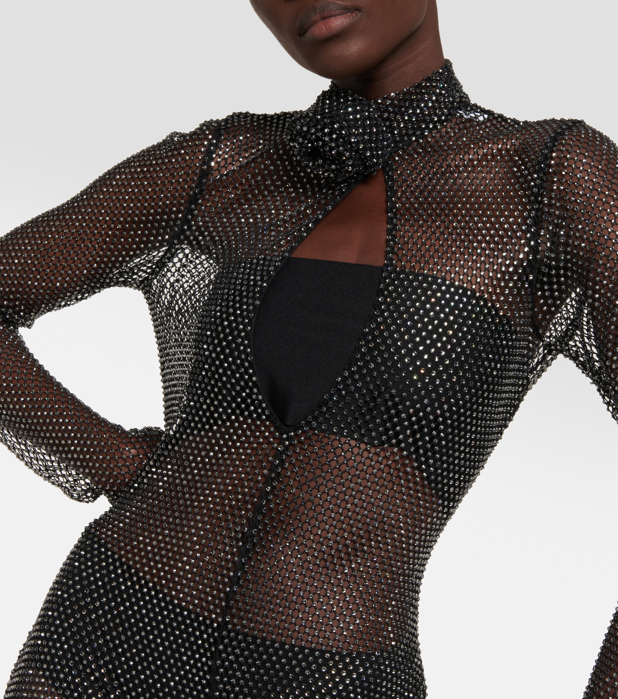 GIUSEPPE DI MORABITO Crystal-embellished mesh jumpsuit thumbnail