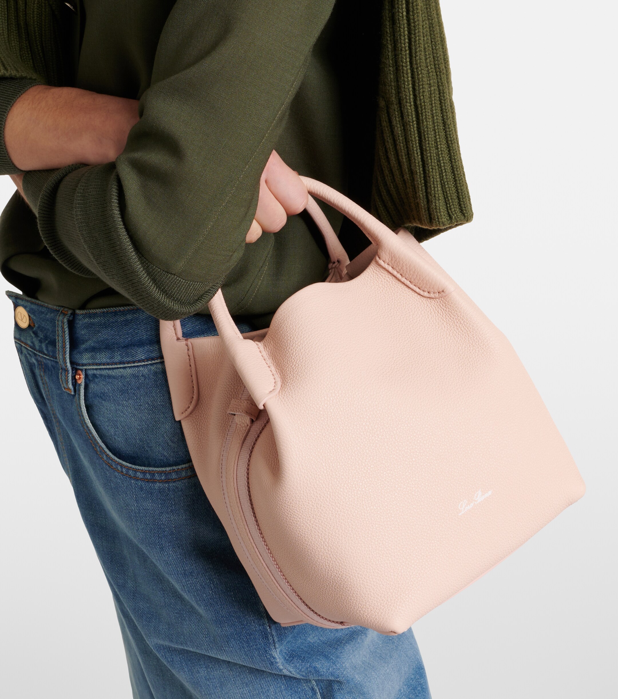 Loro Piana Bale Small leather tote bag
