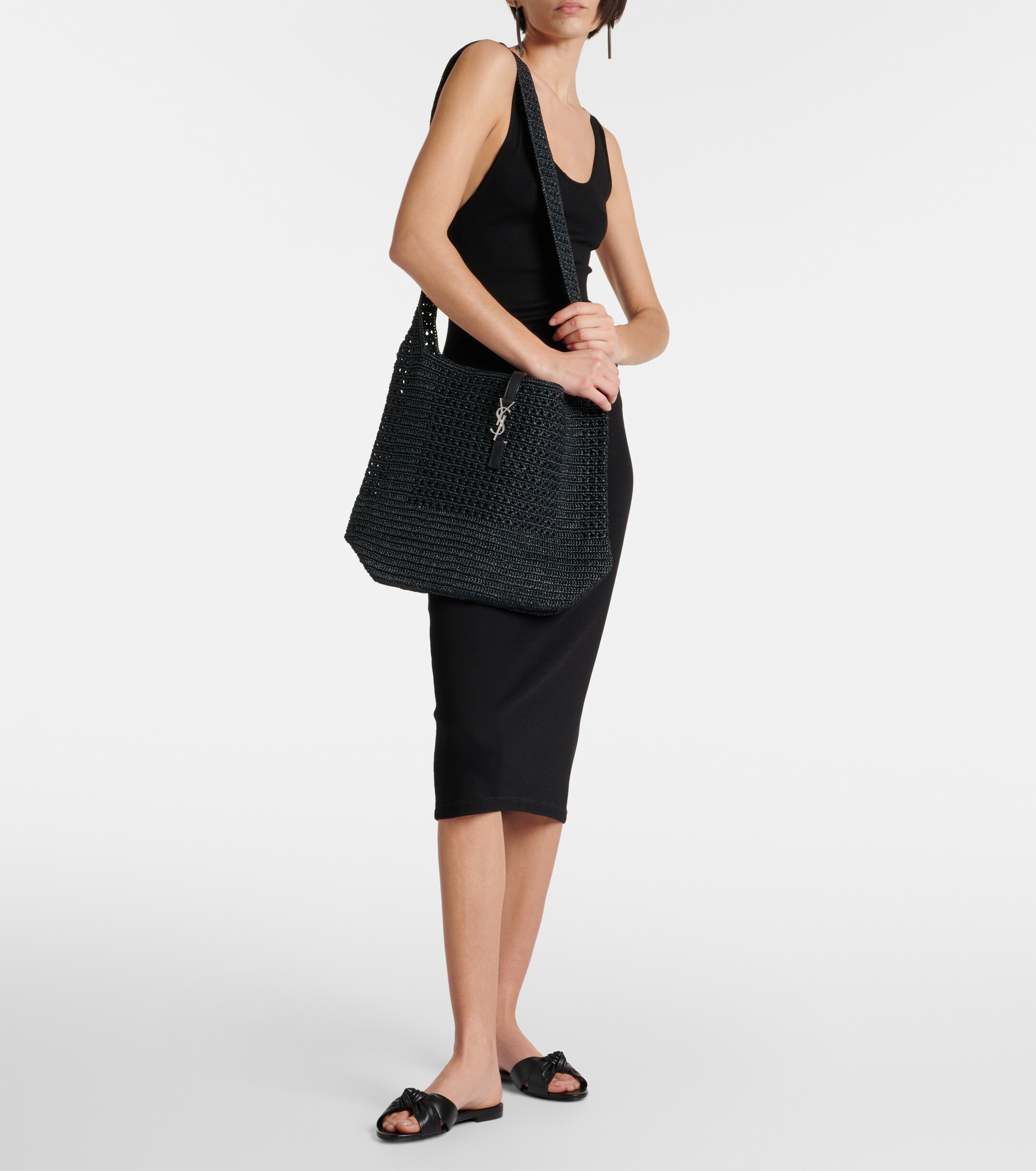 Saint Laurent Le 5 à 7 Medium raffia shoulder bag