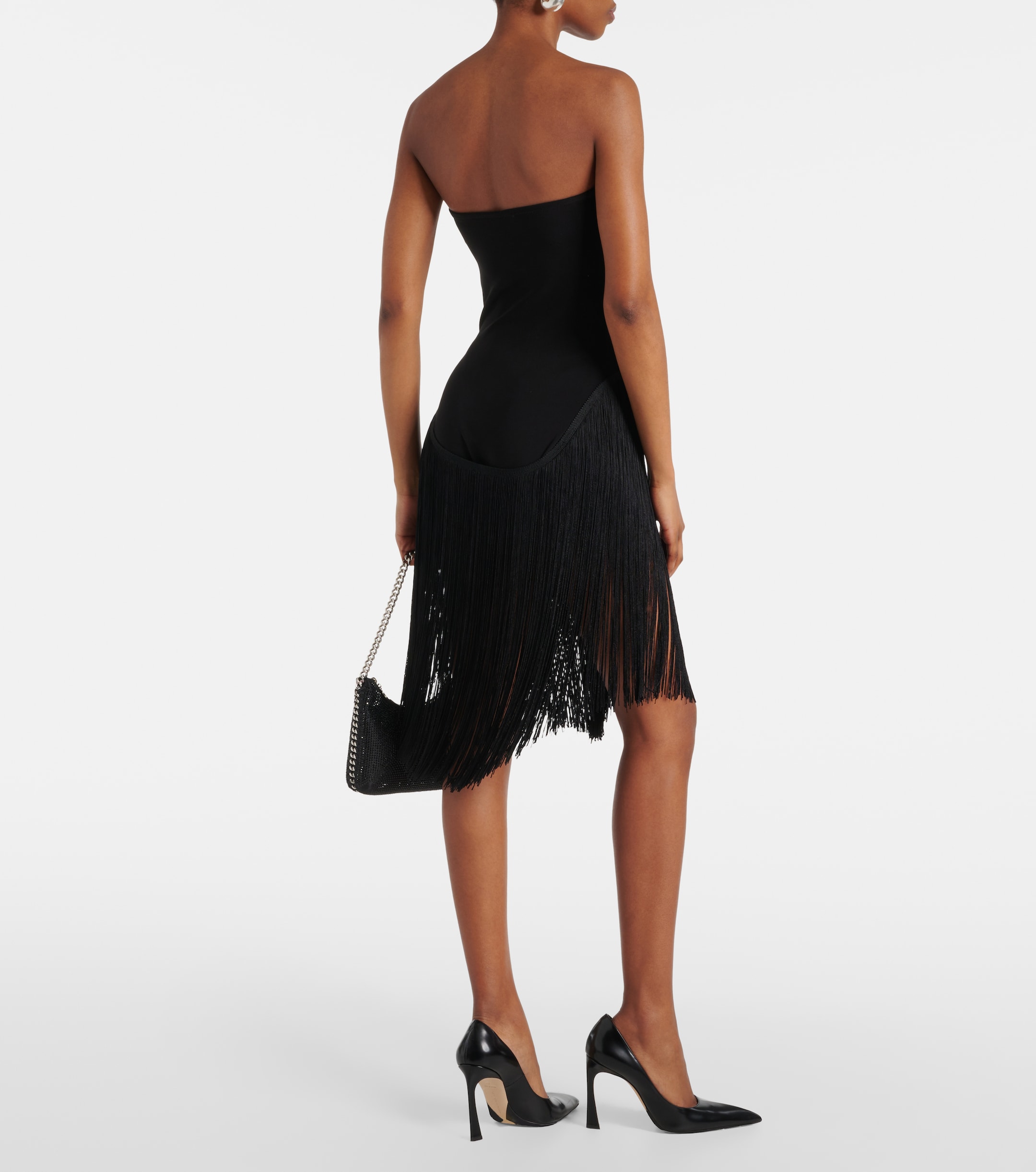 Norma Kamali 18" Fringe Bishop strapless minidress thumbnail