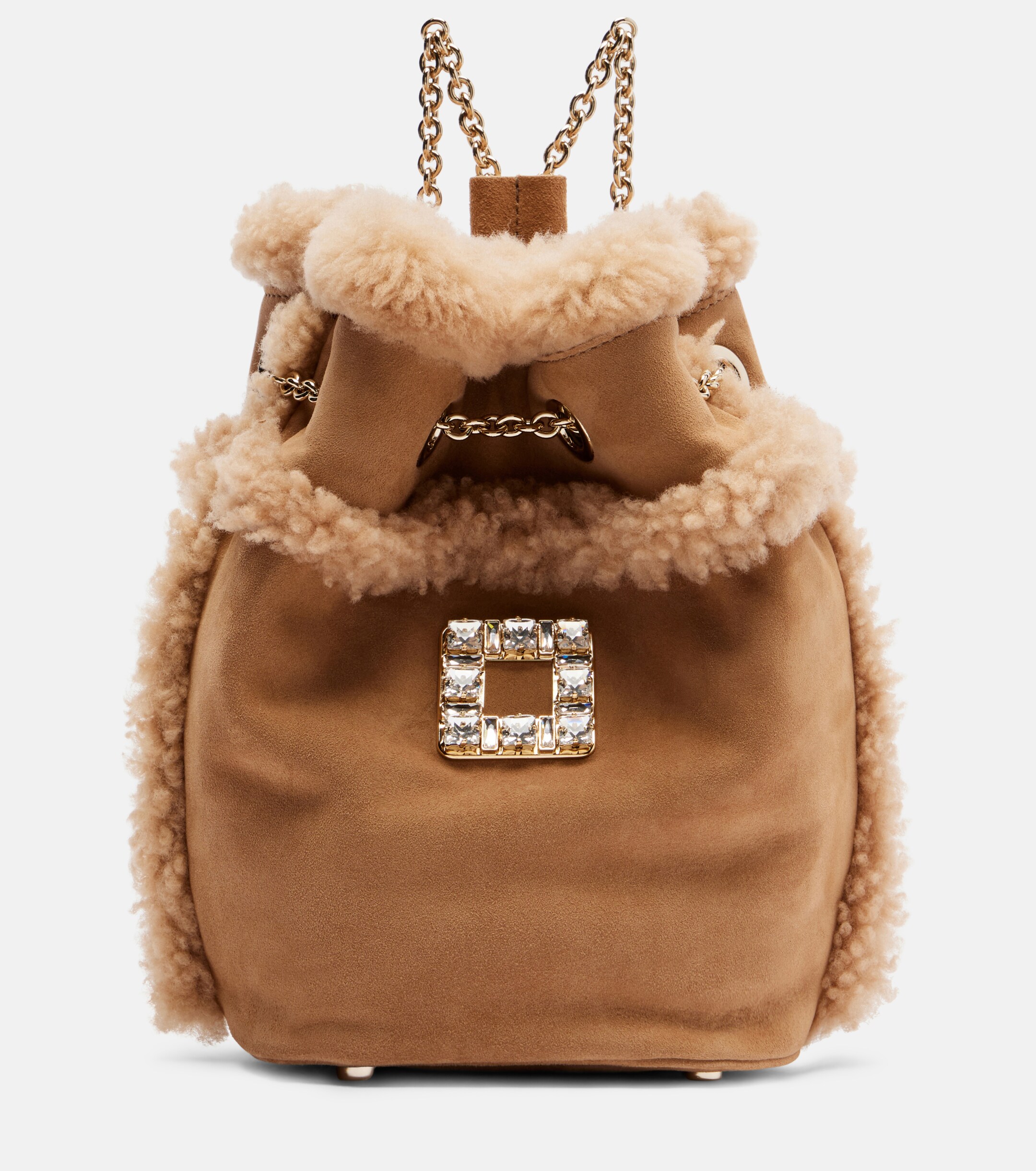 ROGER VIVIER Très Vivier suede and shearling backpack
