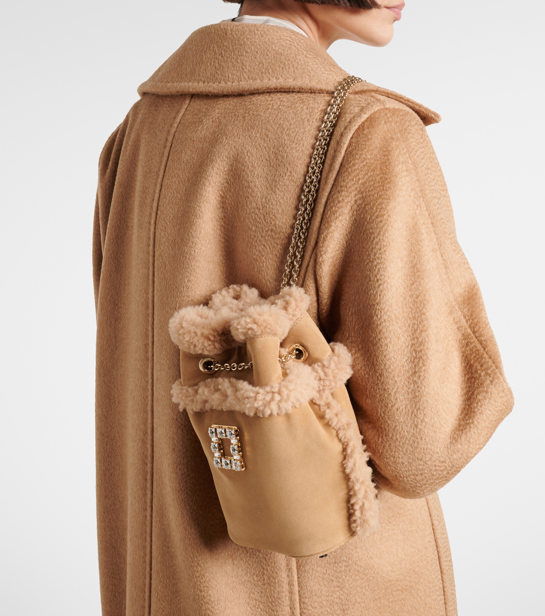 ROGER VIVIER Très Vivier suede and shearling backpack