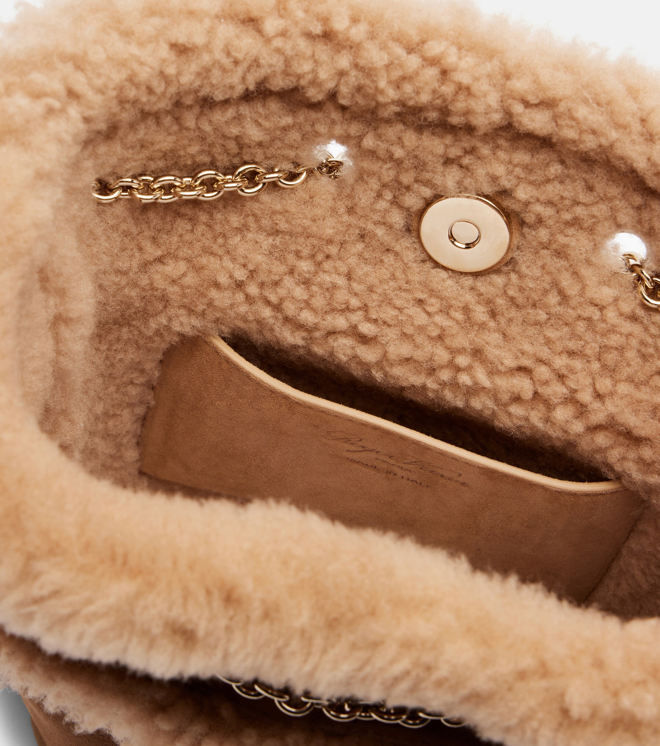 ROGER VIVIER Très Vivier suede and shearling backpack