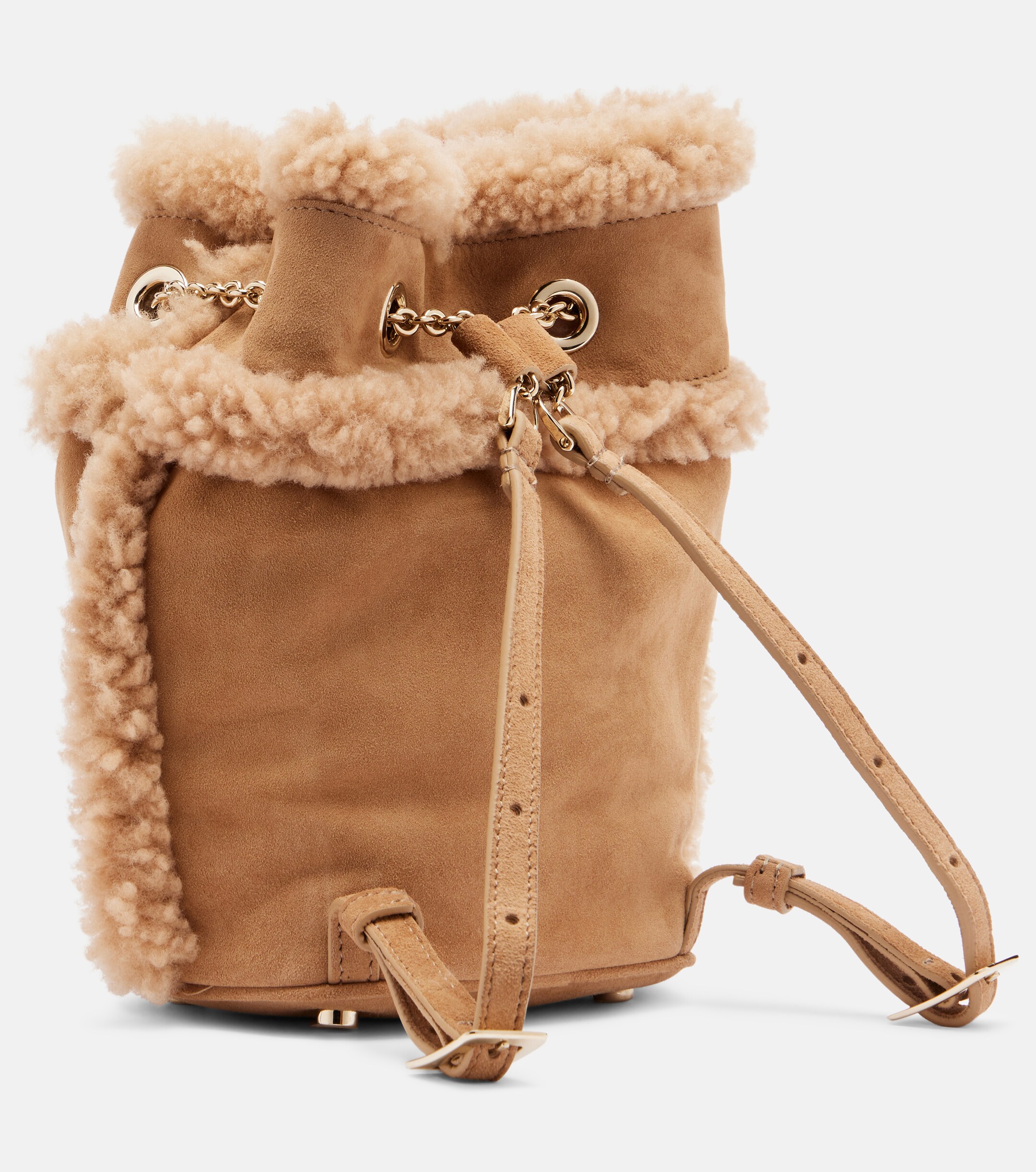 ROGER VIVIER Très Vivier suede and shearling backpack