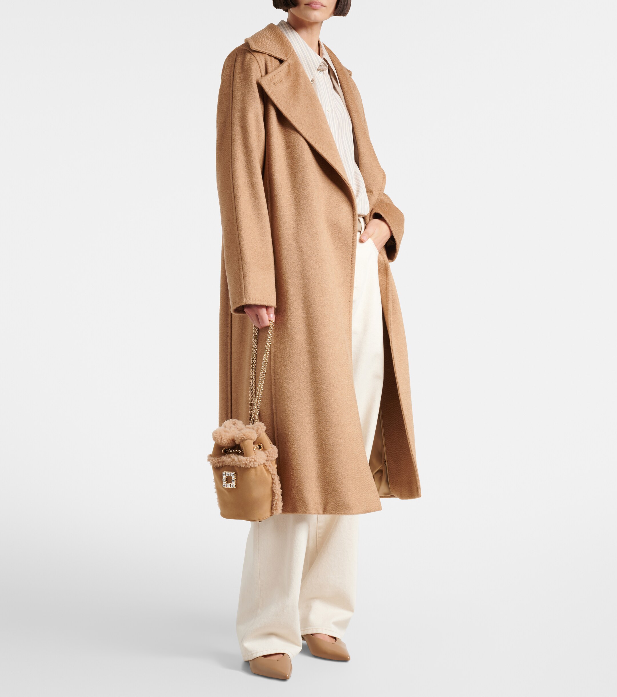 ROGER VIVIER Très Vivier suede and shearling backpack