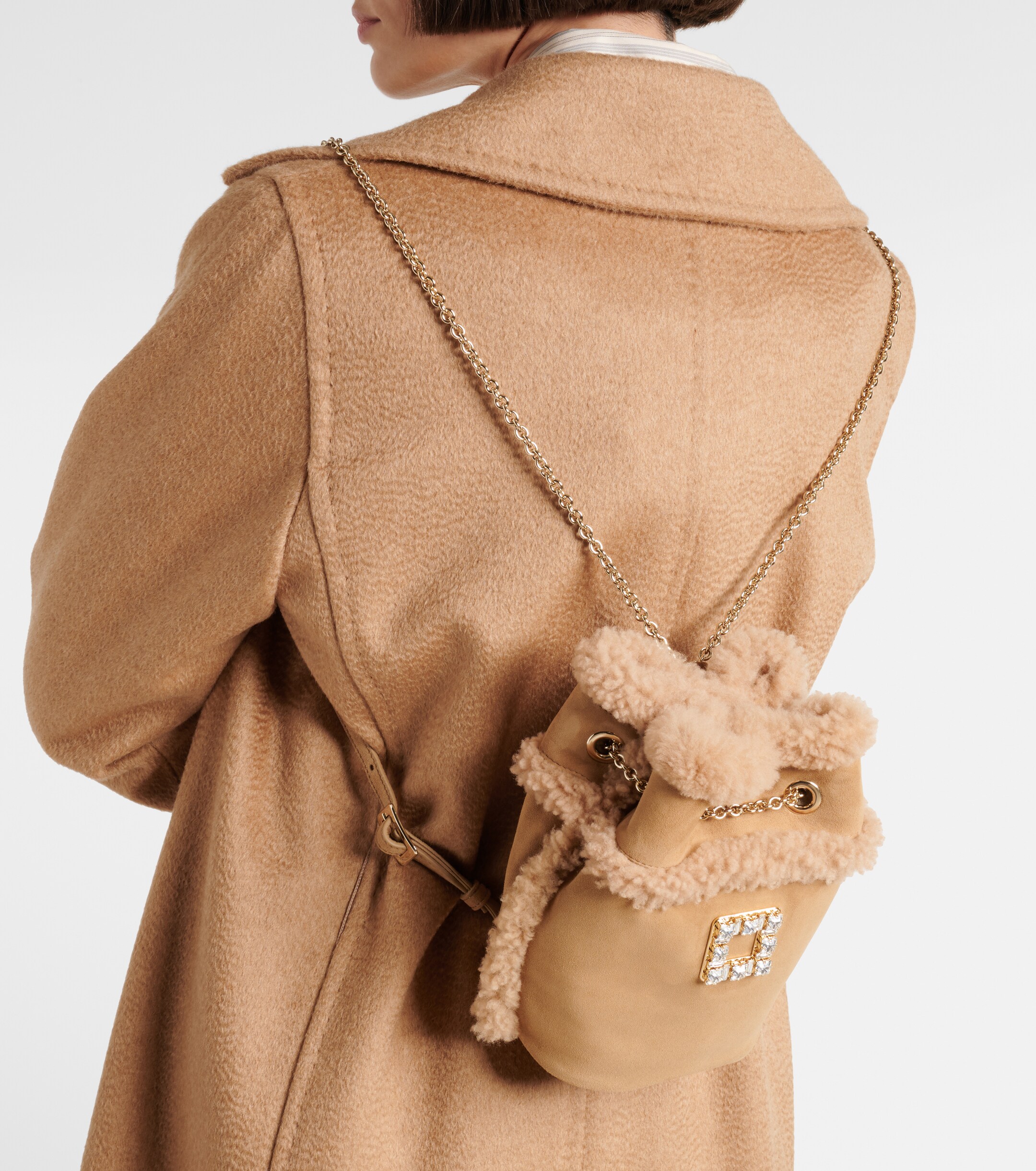 ROGER VIVIER Très Vivier suede and shearling backpack