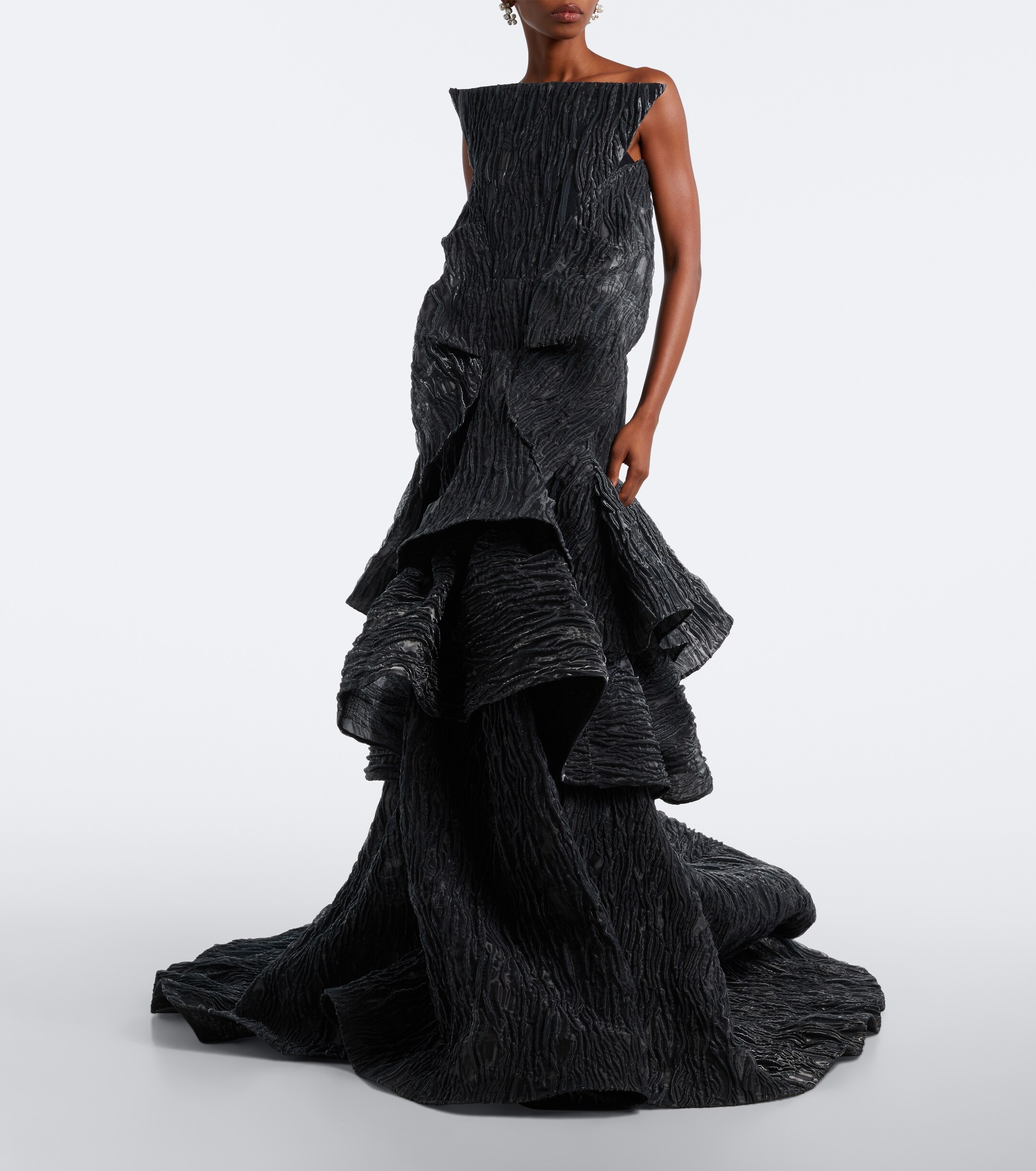 Maticevski Maticevski Friesian tiered cloqué bustier gown